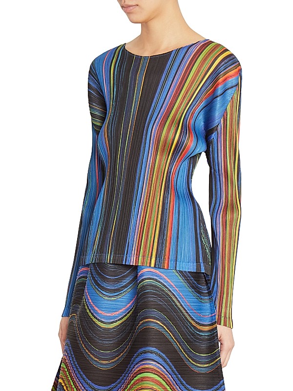 Shop Pleats Please Issey Miyake Warp Pleated Long-Sleeve Top Shop Pleats Please Issey Miyake Warp Pleated Long-Sleeve Top