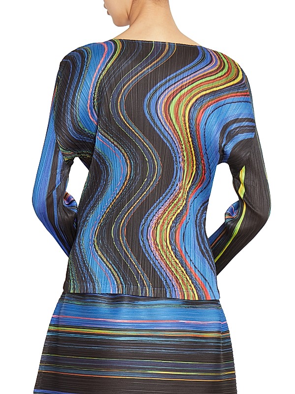 Shop Pleats Please Issey Miyake Warp Pleated Long-Sleeve Top Shop Pleats Please Issey Miyake Warp Pleated Long-Sleeve Top