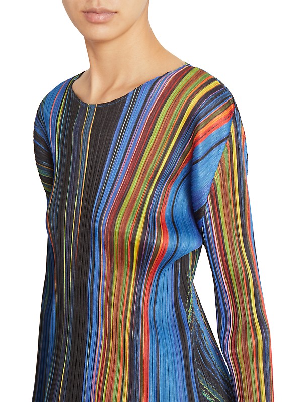 Shop Pleats Please Issey Miyake Warp Pleated Long-Sleeve Top Shop Pleats Please Issey Miyake Warp Pleated Long-Sleeve Top