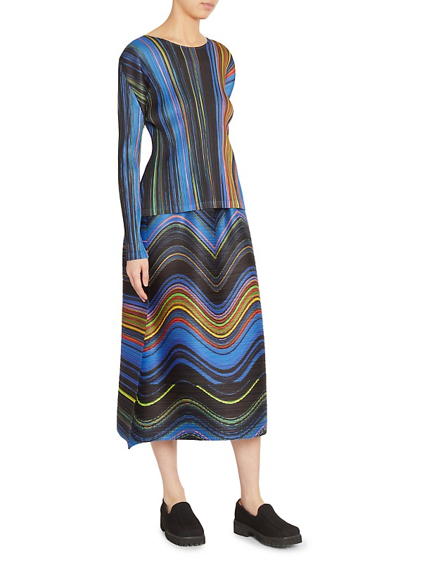Shop Pleats Please Issey Miyake Warp Pleated Long-Sleeve Top Shop Pleats Please Issey Miyake Warp Pleated Long-Sleeve Top