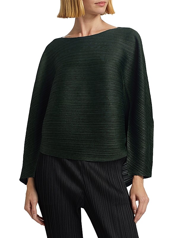 Shop Pleats Please Issey Miyake Ufo Horizontal Rib-Knit Top Shop Pleats Please Issey Miyake Ufo Horizontal Rib-Knit Top