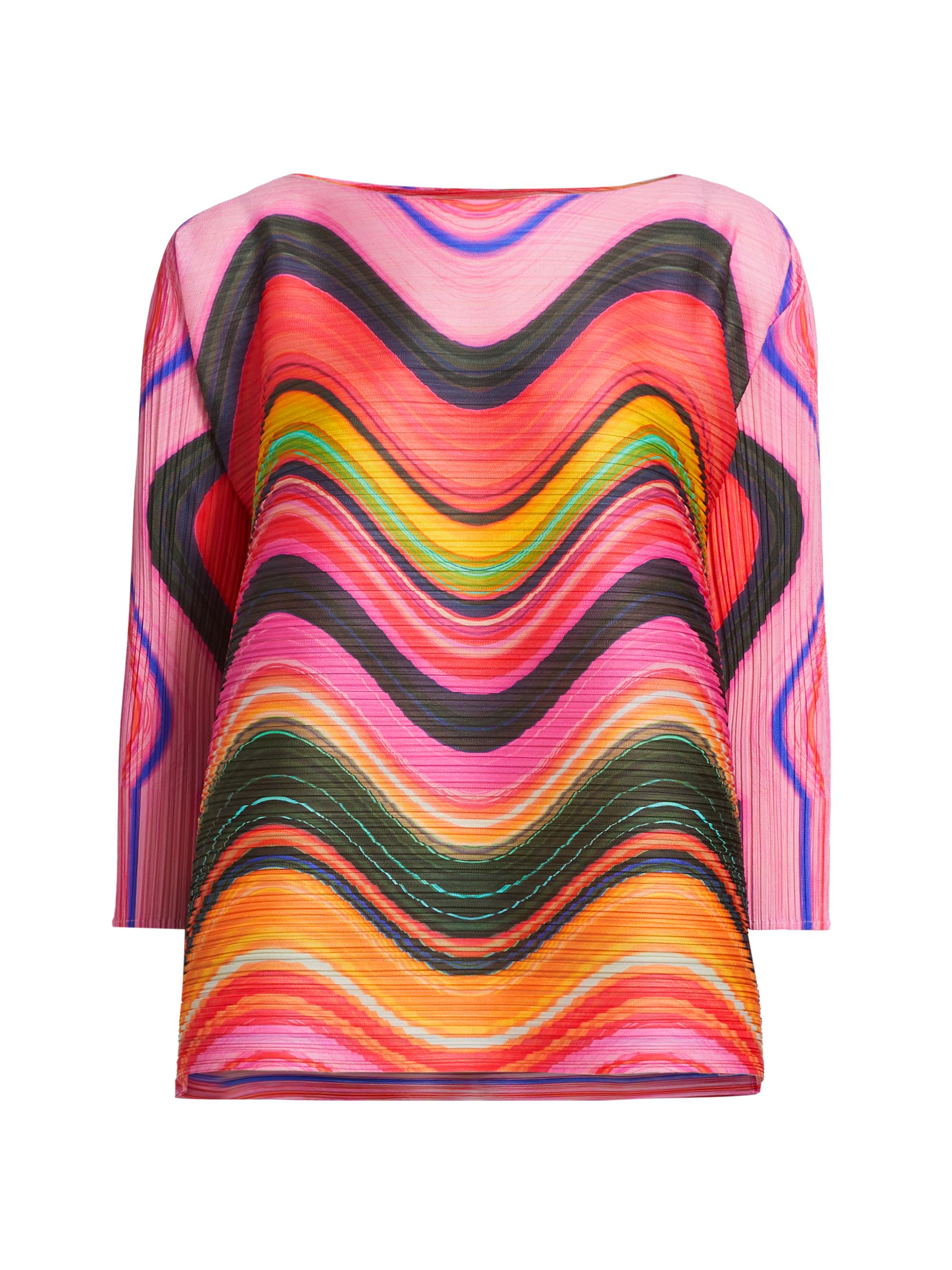 Pleats Please Issey Miyake Warp Pleated Striped Top | Saks