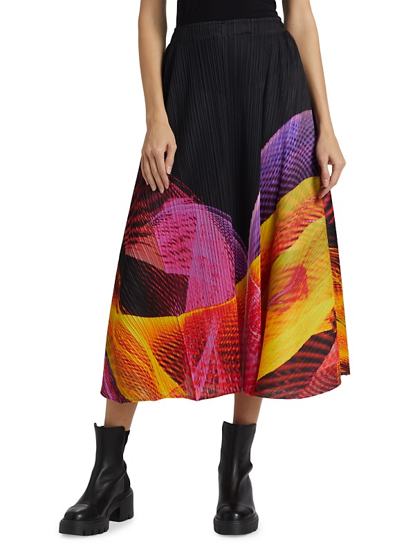 Shop Pleats Please Issey Miyake Spectrum Pleated Midi-Skirt Shop Pleats Please Issey Miyake Spectrum Pleated Midi-Skirt