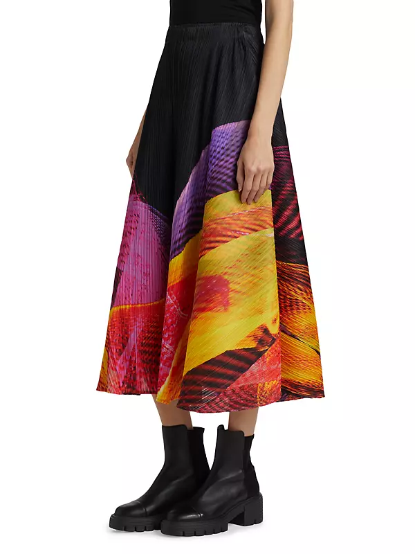 Shop Pleats Please Issey Miyake Spectrum Pleated Midi-Skirt Shop Pleats Please Issey Miyake Spectrum Pleated Midi-Skirt