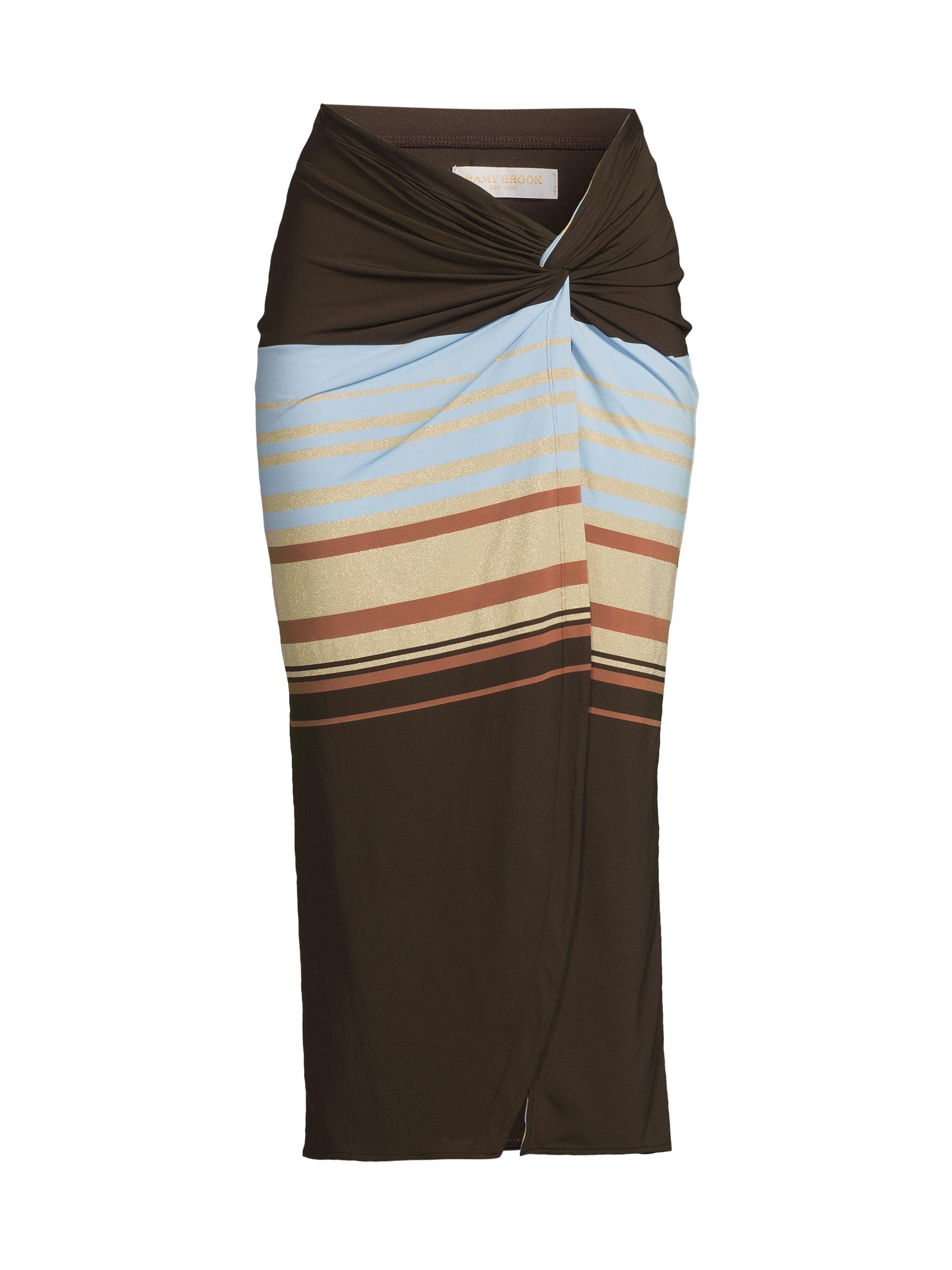 Ramy Brook Women's Xana Metallic Striped Twist Sarong - Beach Brown Stripe