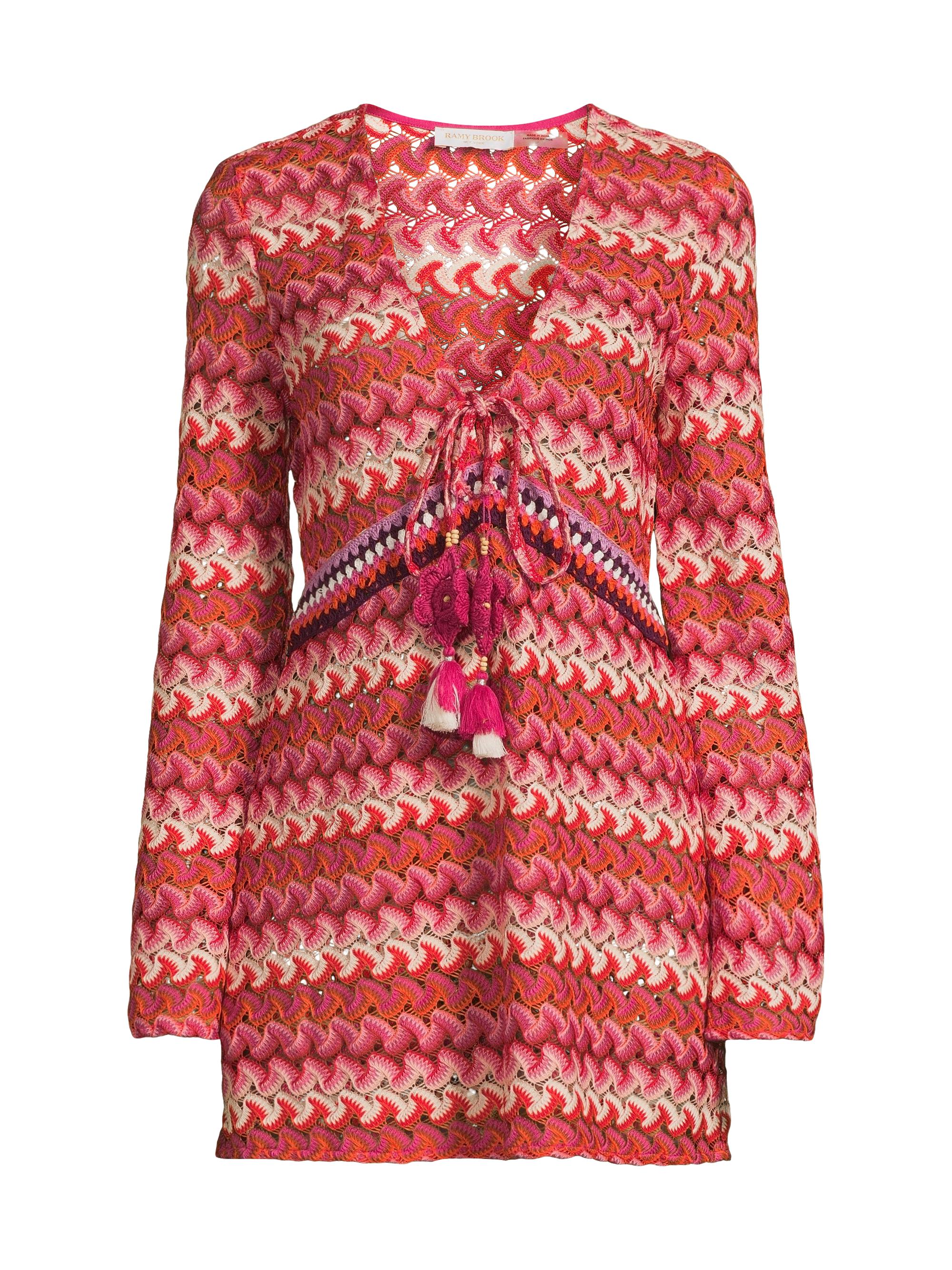 Ramy Brook Carra Crochet Long-Sleeve Minidress | Saks Fifth Avenue