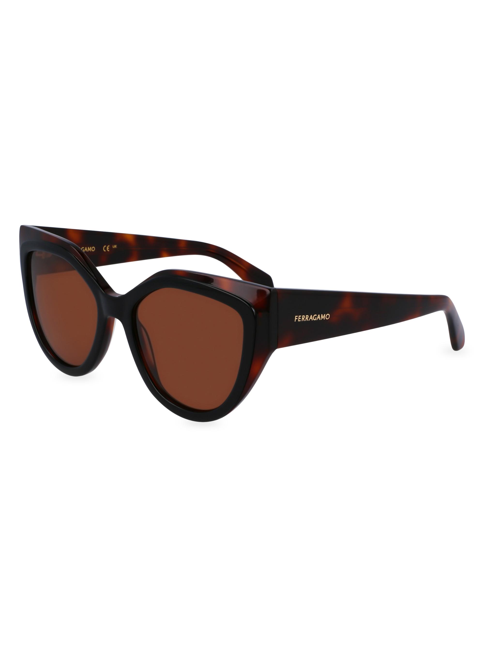 FERRAGAMO Women's Classic Logo 53MM Cat-Eye Sunglasses - Brown Tortoise