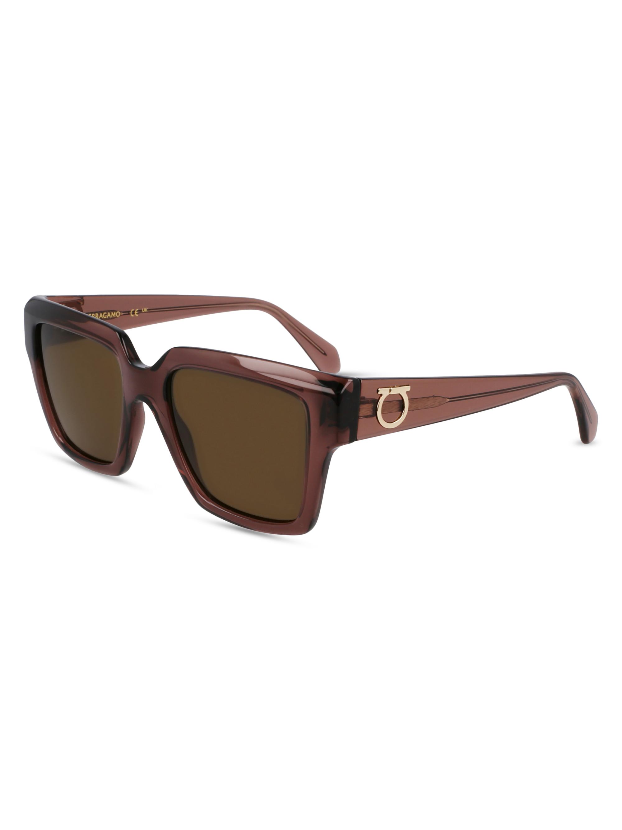 FERRAGAMO Women's Gancini 54MM Rectangular Sunglasses - Brown Transparent Mauve