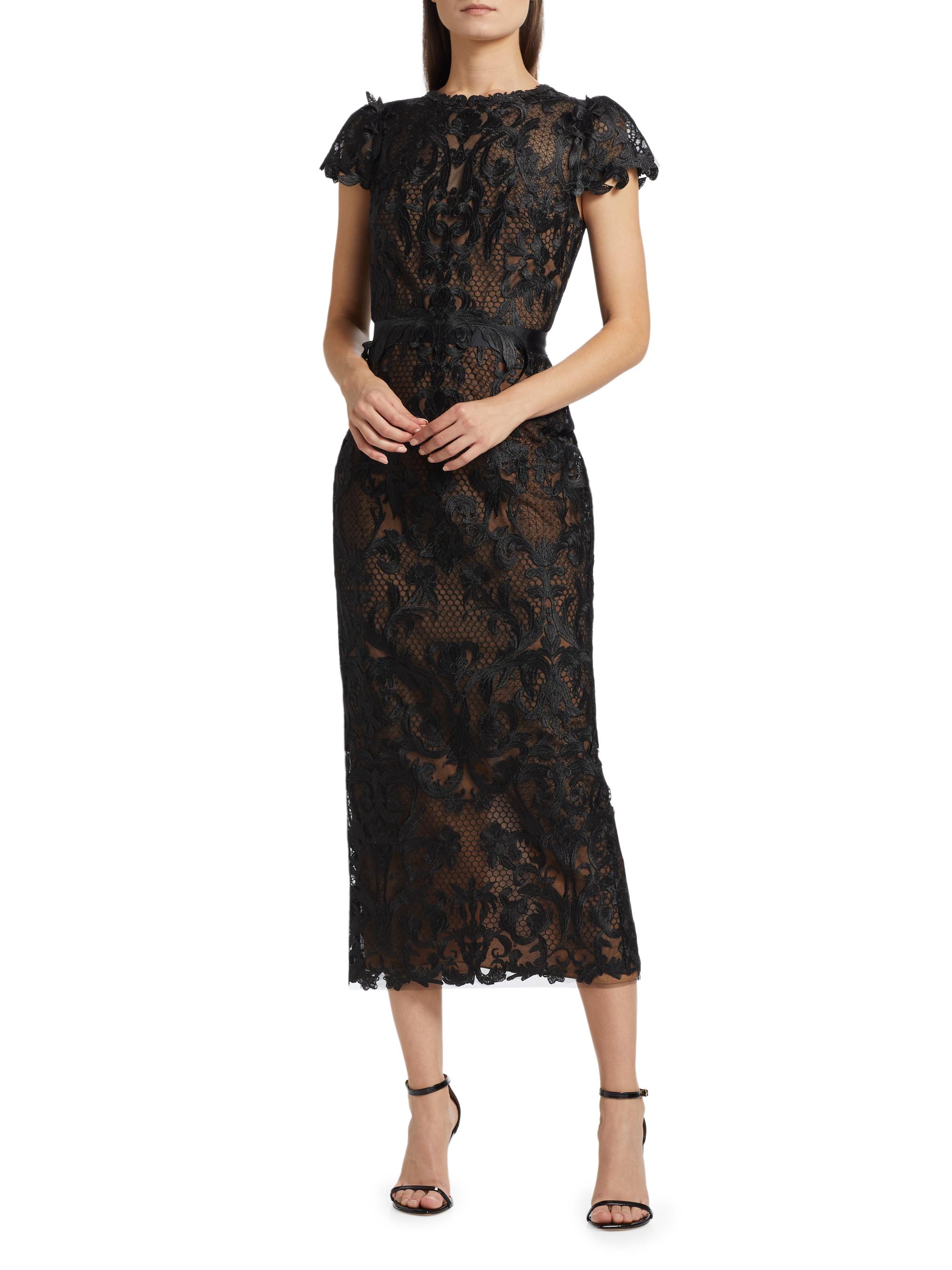 Dress Deals Marchesa Notte Beaded Applique Cocktail Dress Marchesa Notte  Midi Dress, Blue