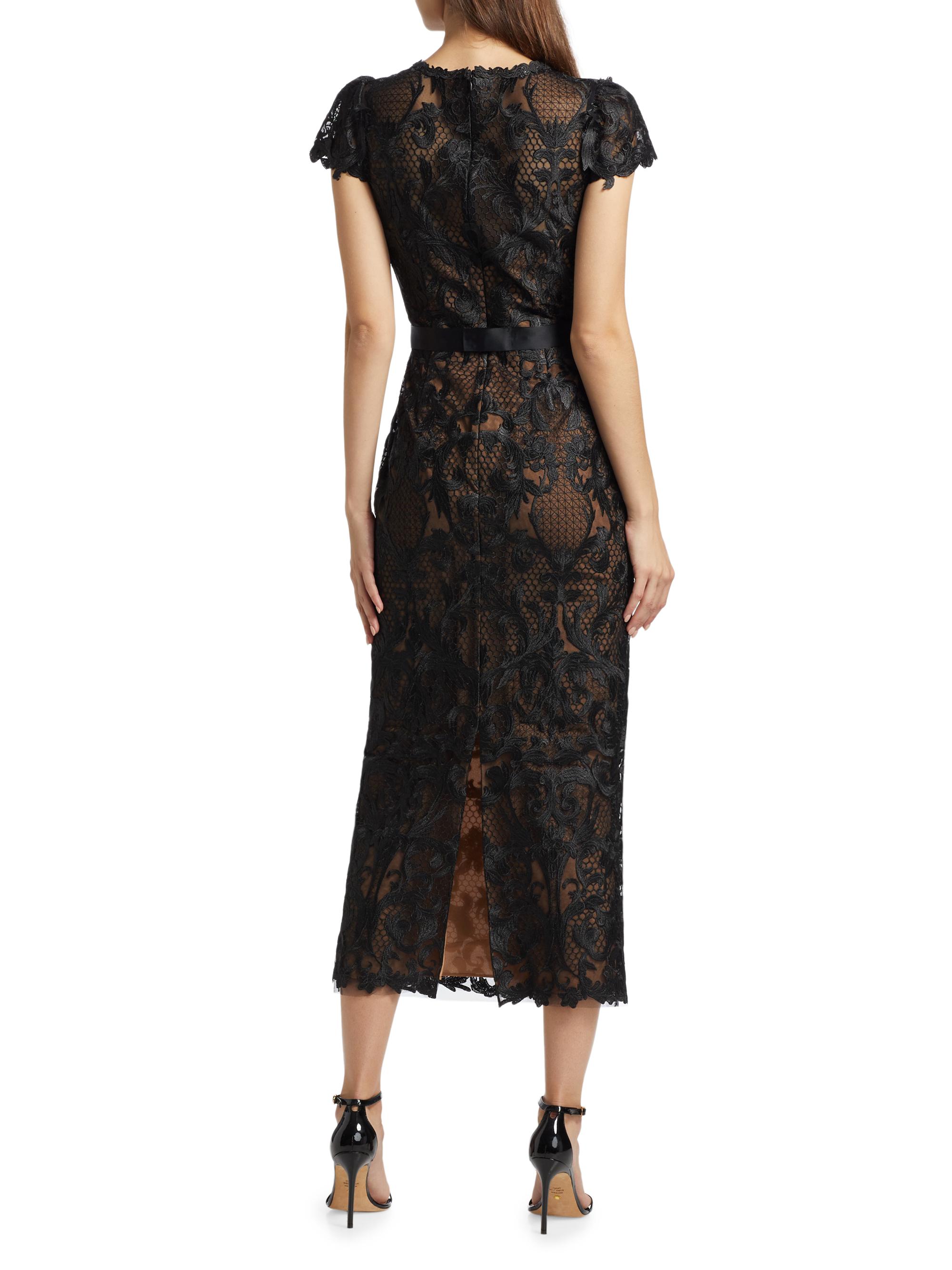 Marchesa Notte Embroidered Tulle Cap-Sleeve Cocktail Dress | Saks Fifth  Avenue
