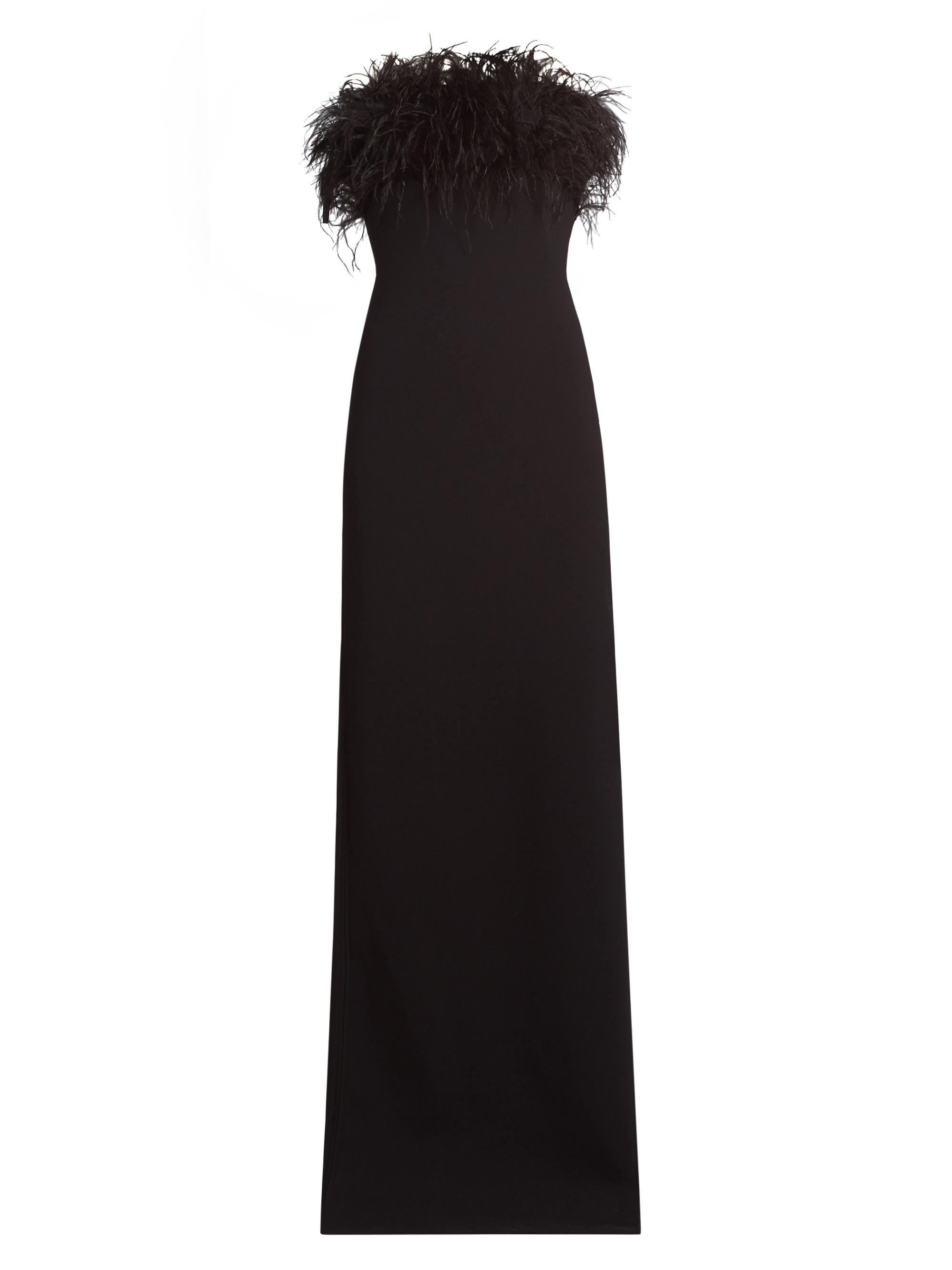 ML Monique Lhuillier Women's Lisette Feather Strapless Gown - Black