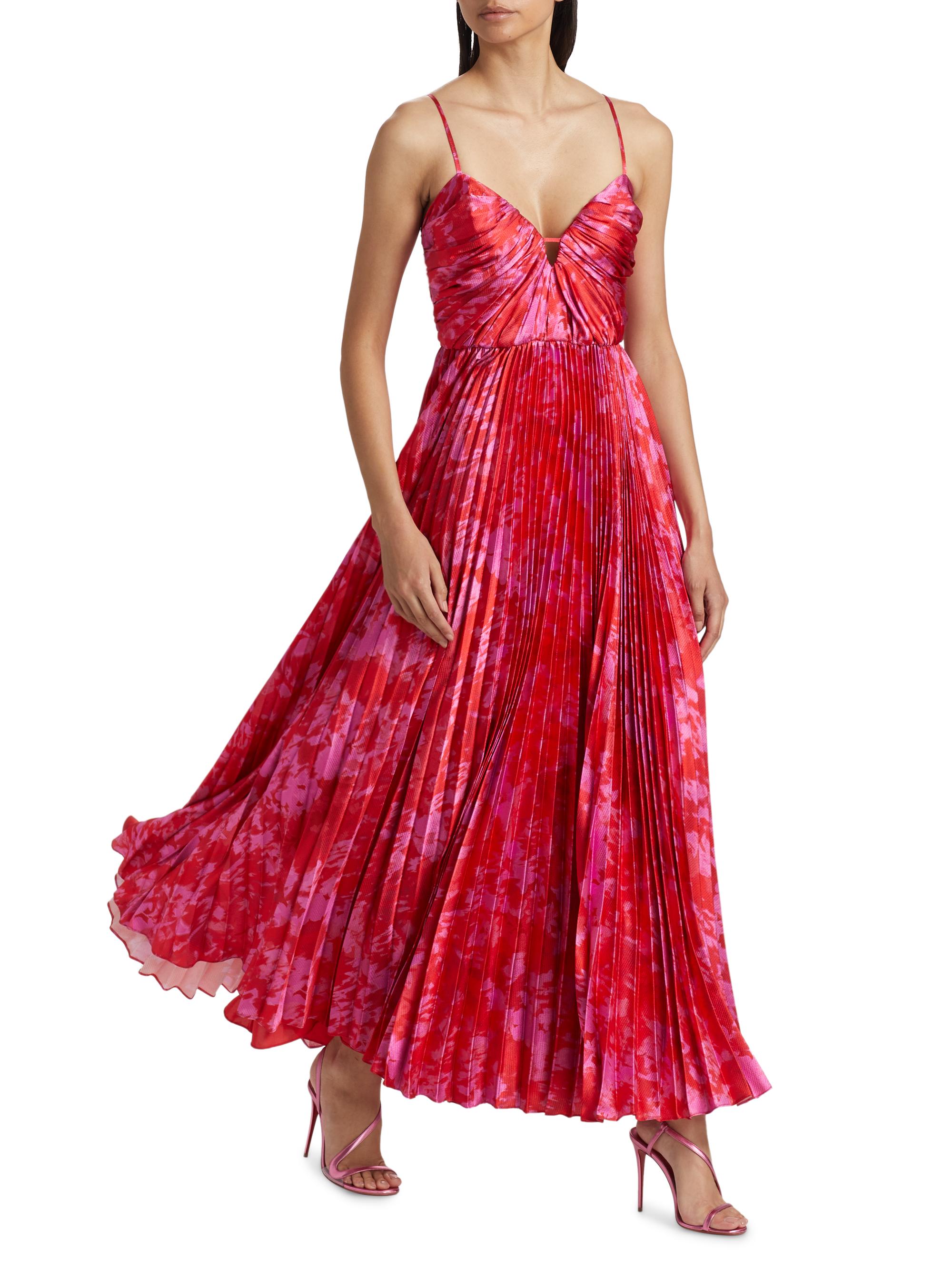ml monique lhuillier suzette satin maxi dress ML Monique Lhuillier Suzette Abstract Satin Maxi Dress
