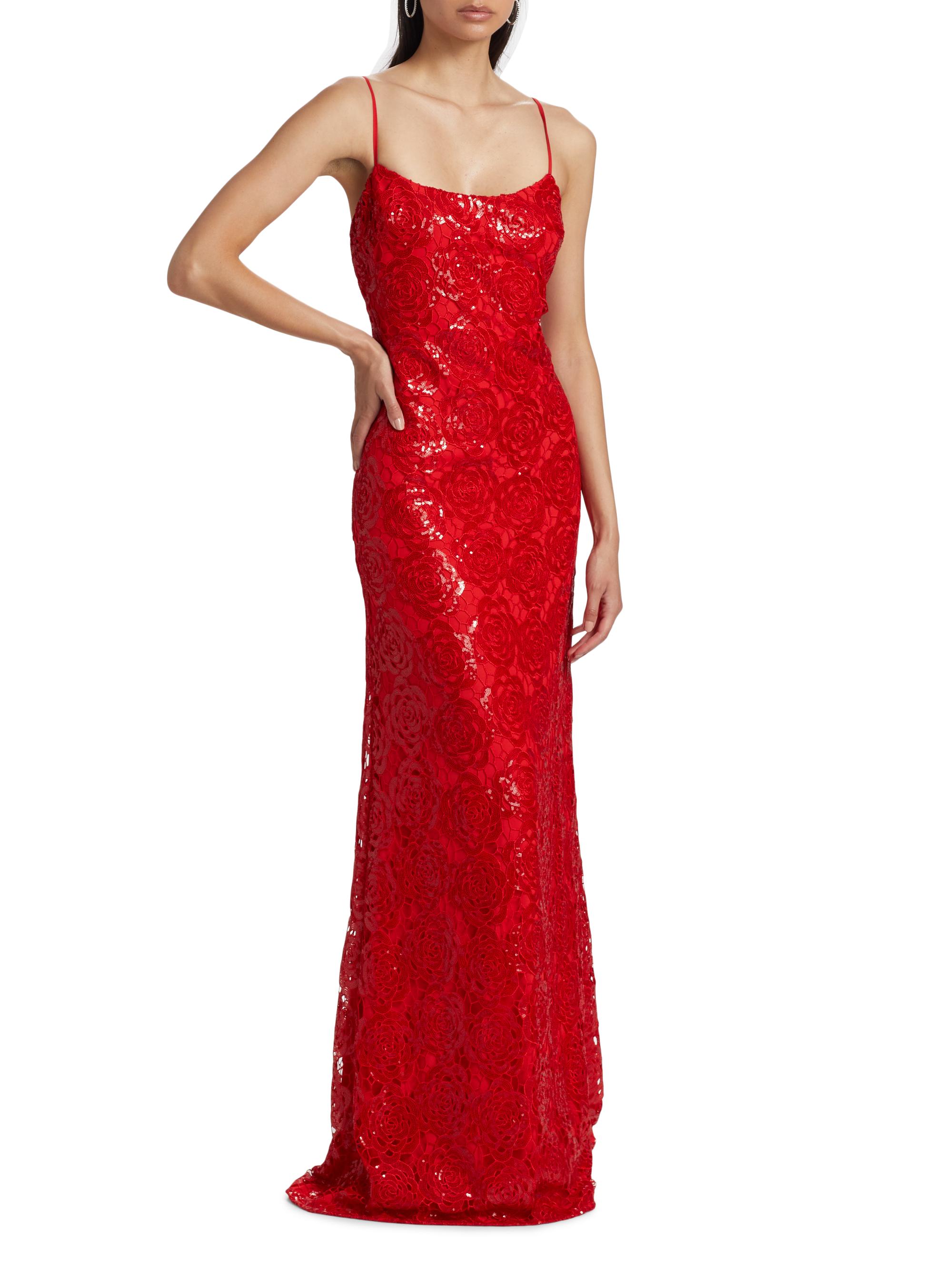ML Monique Lhuillier Ila Floral Sequin-Lace Sleeveless Maxi Dress | Saks  Fifth Avenue