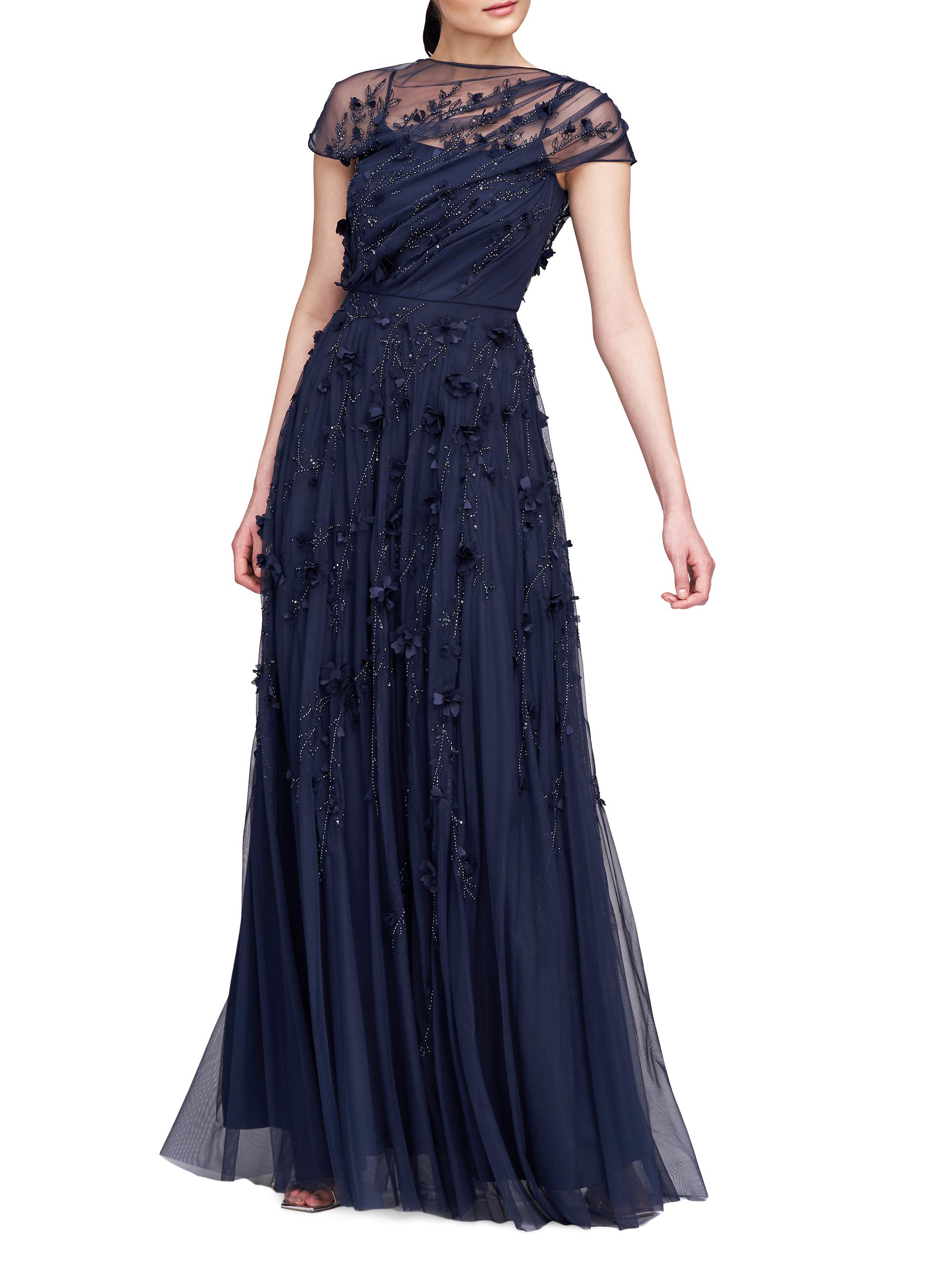 green emerald velvet dress Valerie Petal Embroidered Gown – THEIA main image 1