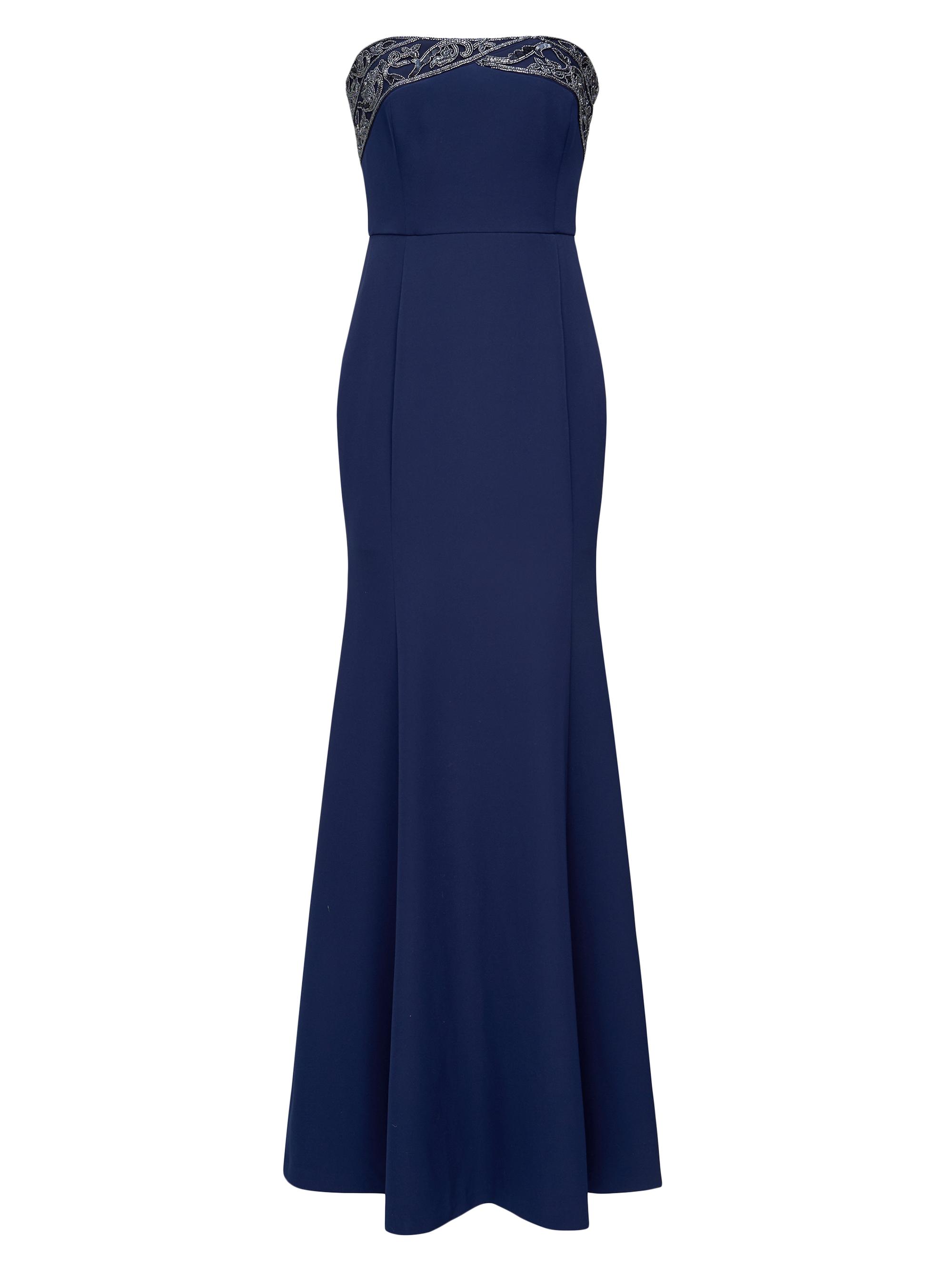 Theia Women's Londyn Beaded Crepe Strapless Gown - Navy