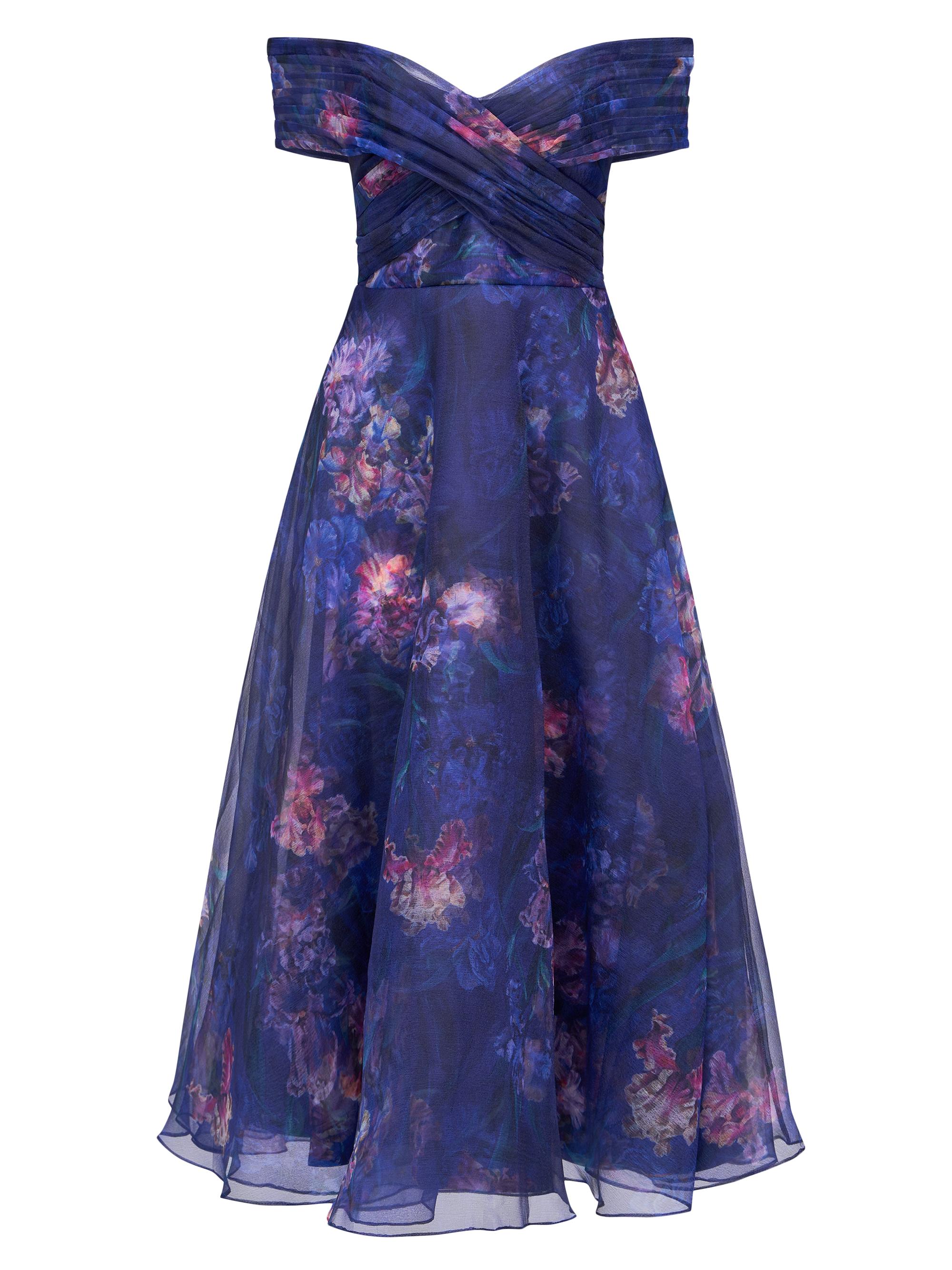 Theia Women's Desiree Floral Fit & Flare Dress - Moonlit Iris