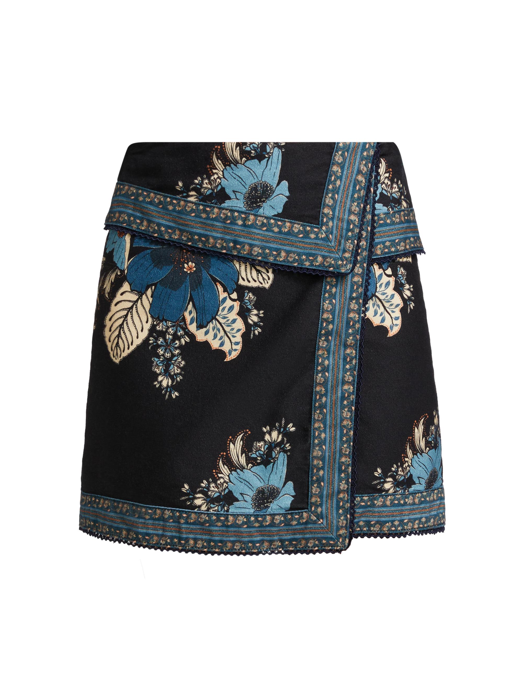 Farm Rio Women's Blossom Cotton Tapestry Miniskirt - Blossom Tapestry Black