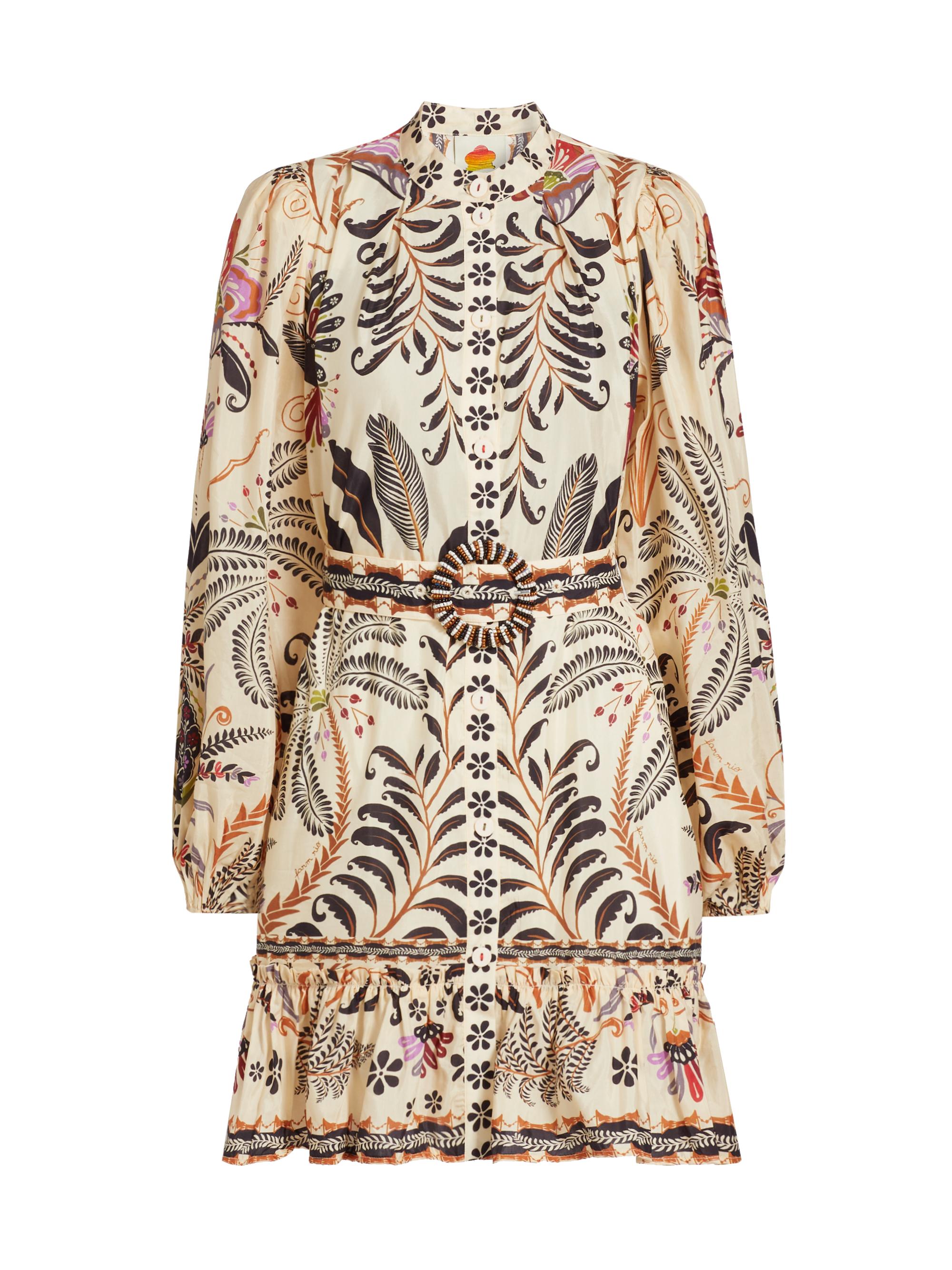 Farm Rio Women's Botanical Cotton-Blend Minidress - Classic Nature Sand