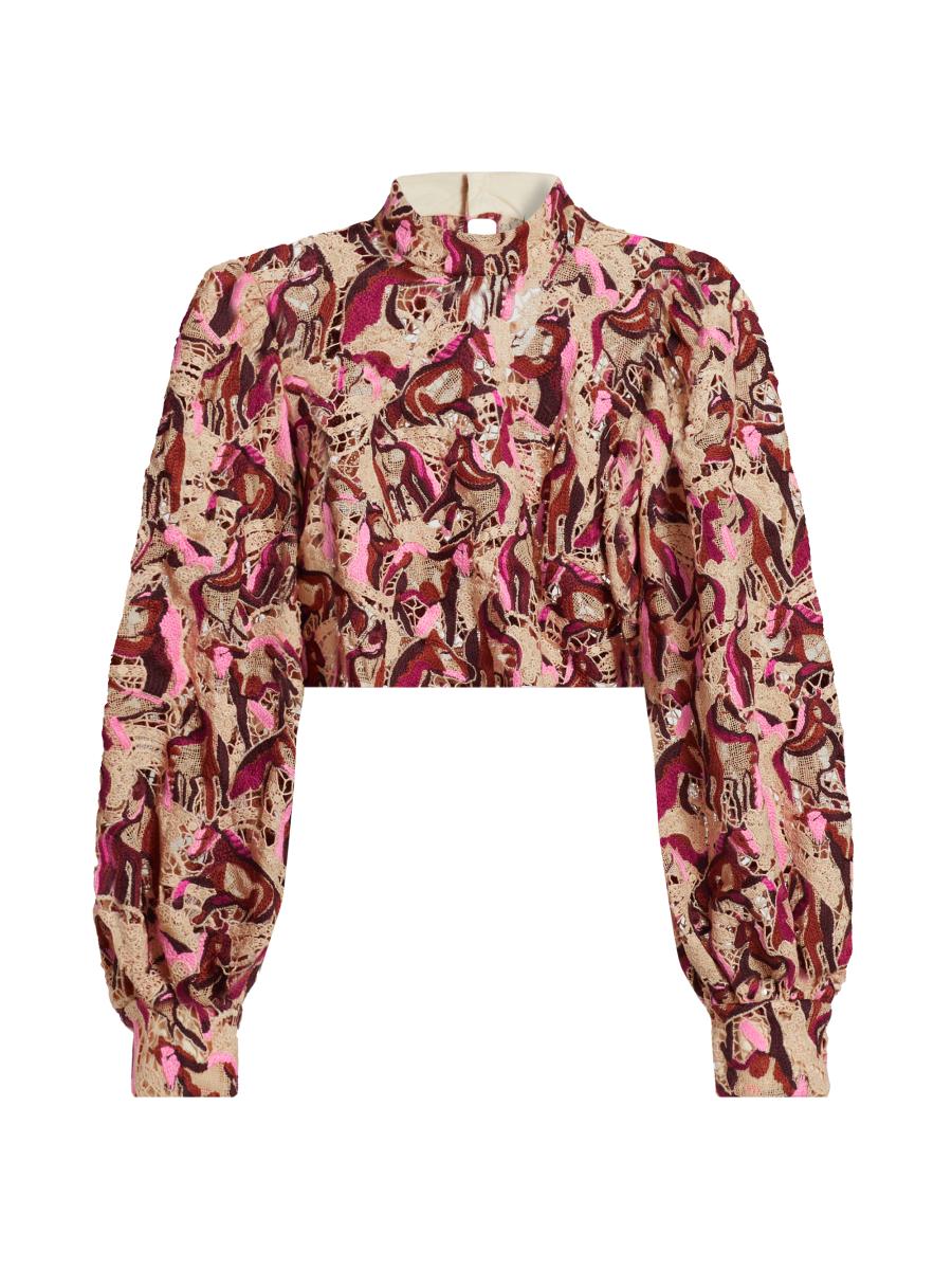 ワンピース Rio blouse set dress Farm Rio Embroidered Horses Guipure-Lace Blouse | Saks Fifth