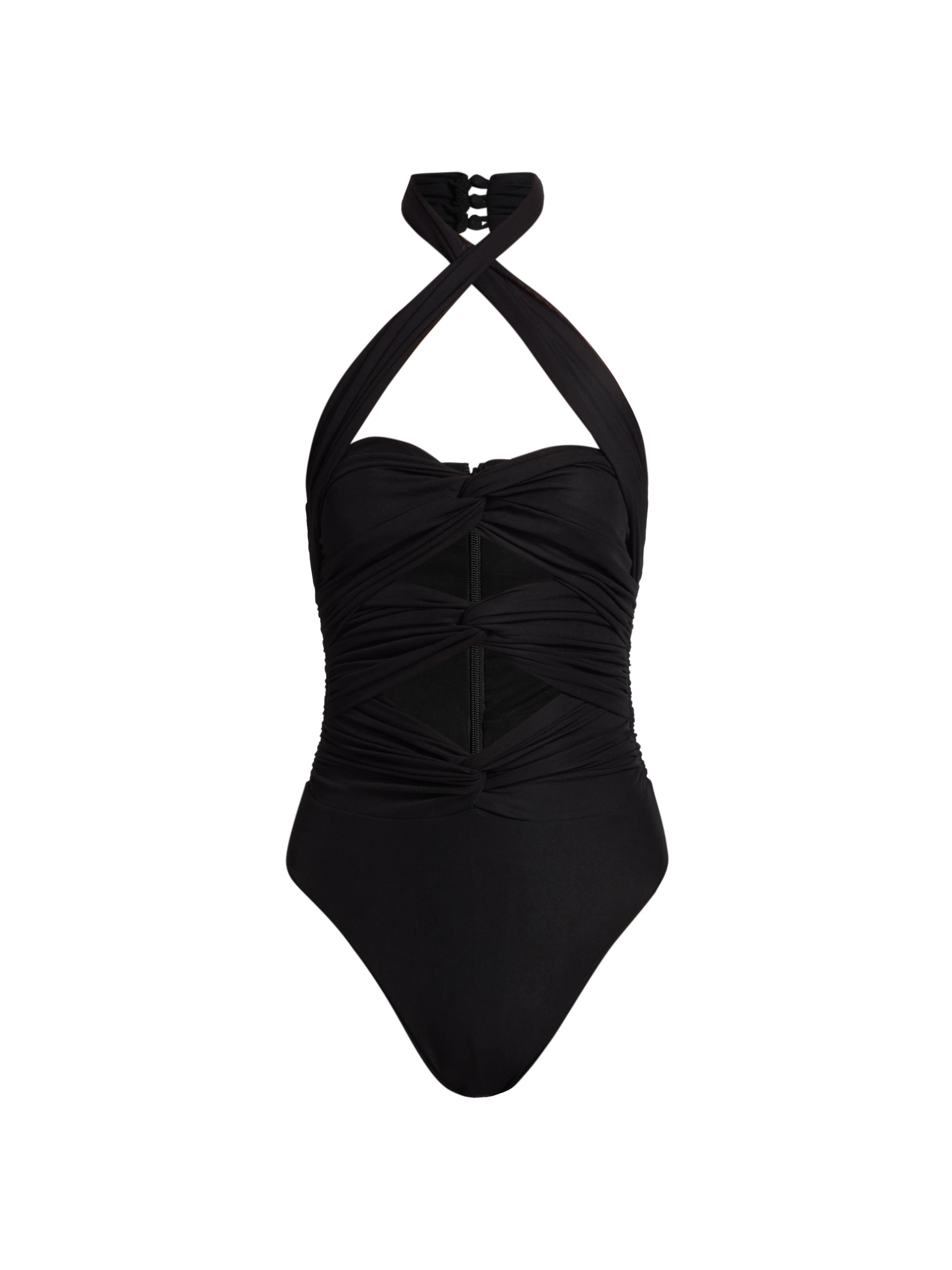 Ronny Kobo Women's Ron Cut-Out Halter Bodysuit - Jet Black
