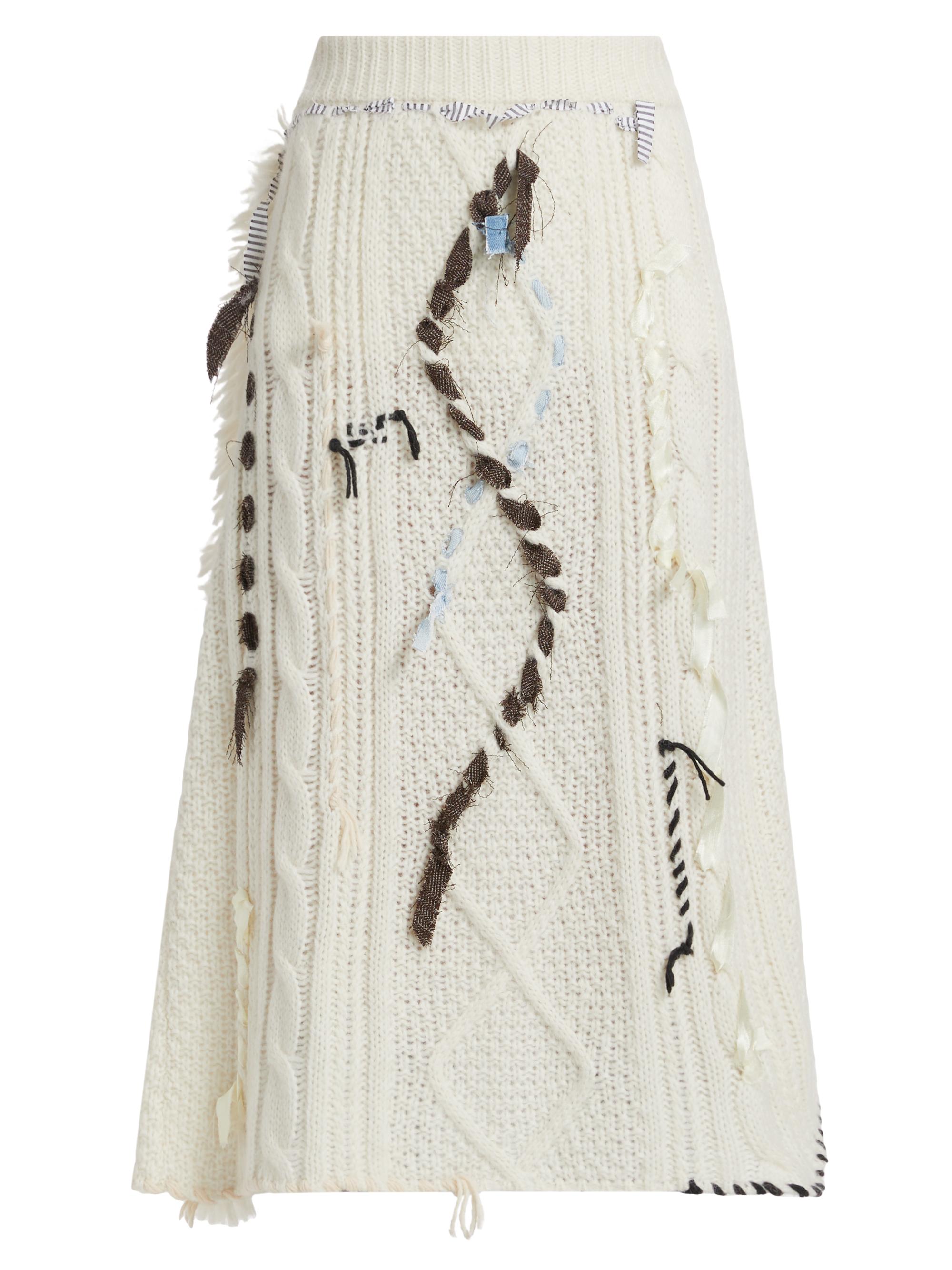 Lingua Franca Women's Jade Embellished Cable-Knit Midi-Skirt -