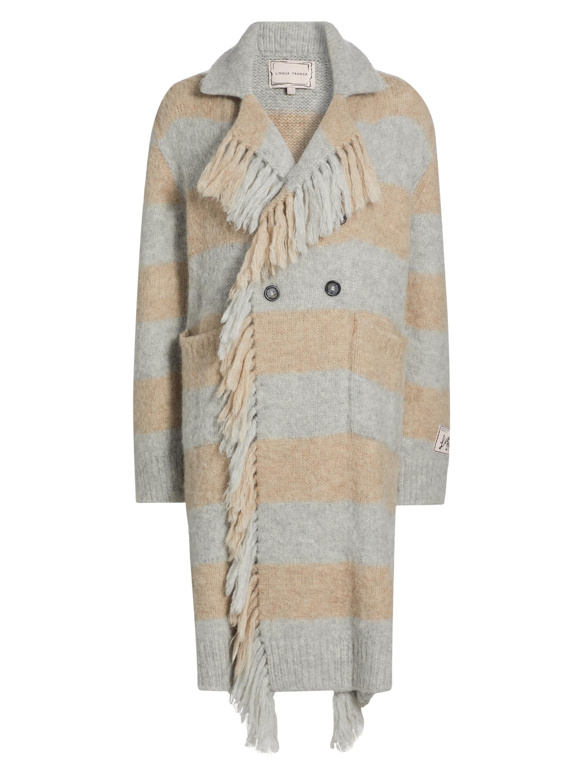 Lingua Franca Women's Mavis Striped Fringed Knit Coat - Harbor Stripe