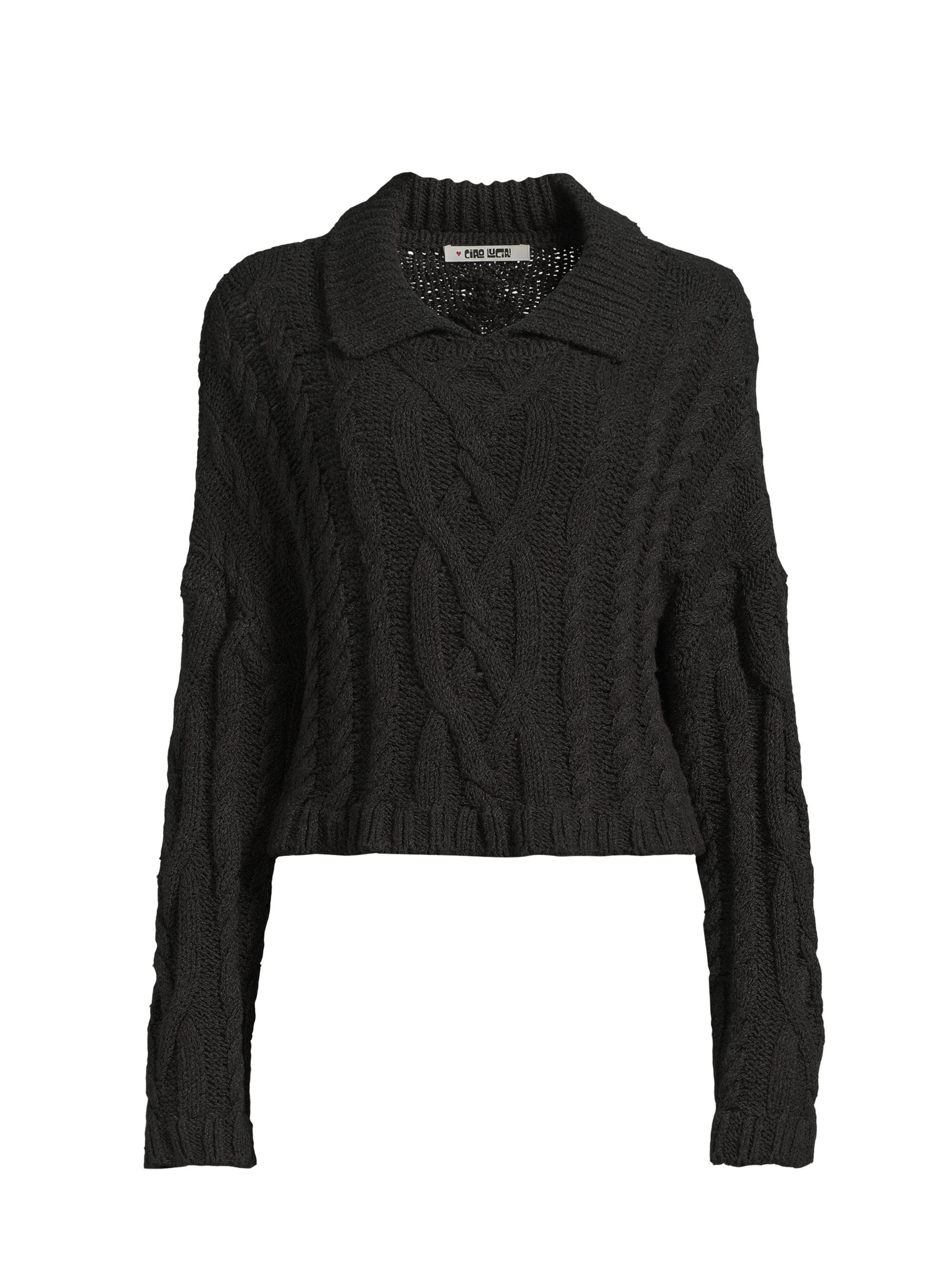 Ciao Lucia Women's Branca Cable-Knit Cotton Pullover - Charcoal