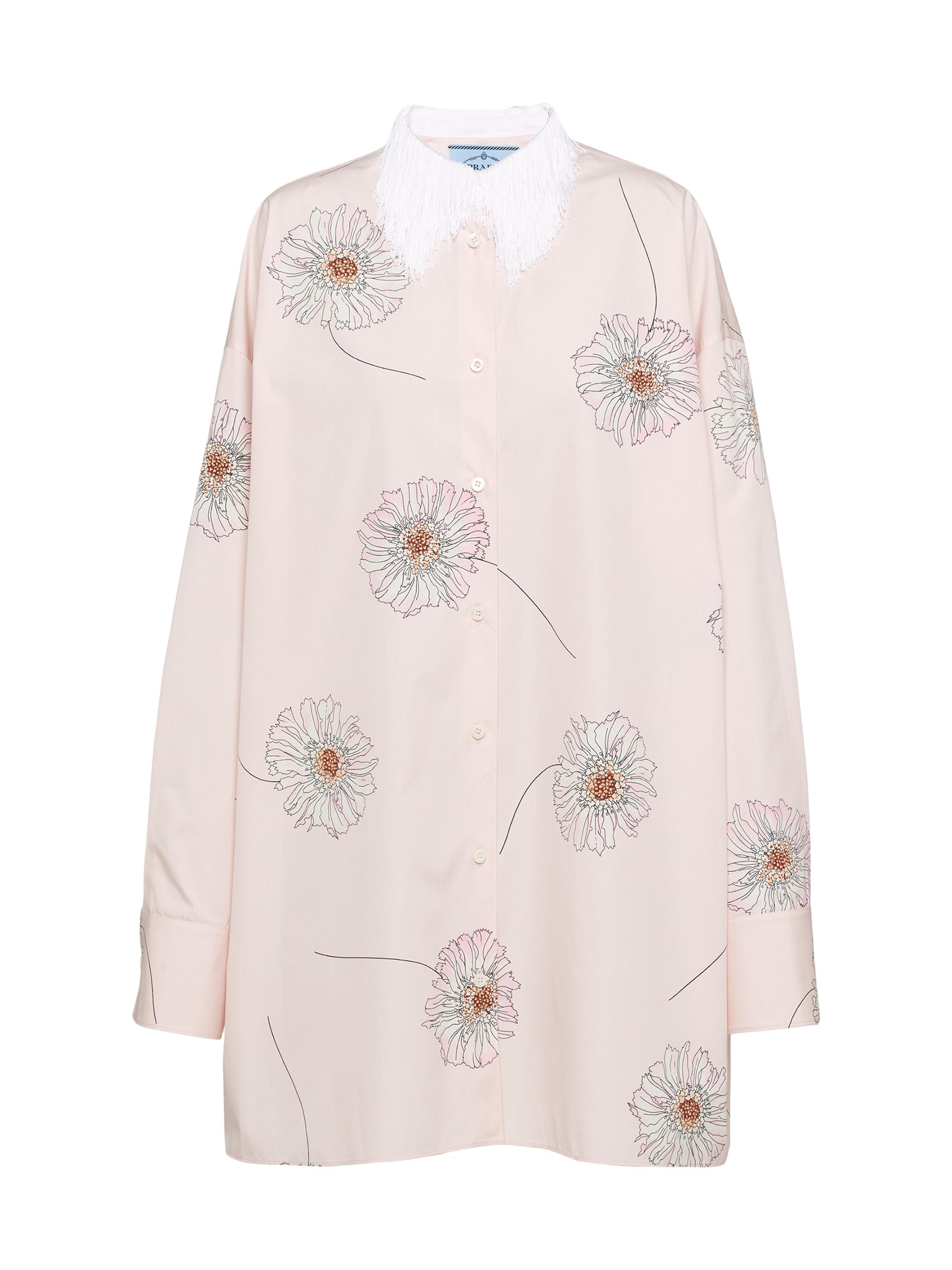 Prada Women's Printed Poplin Shirt Dress - Pink