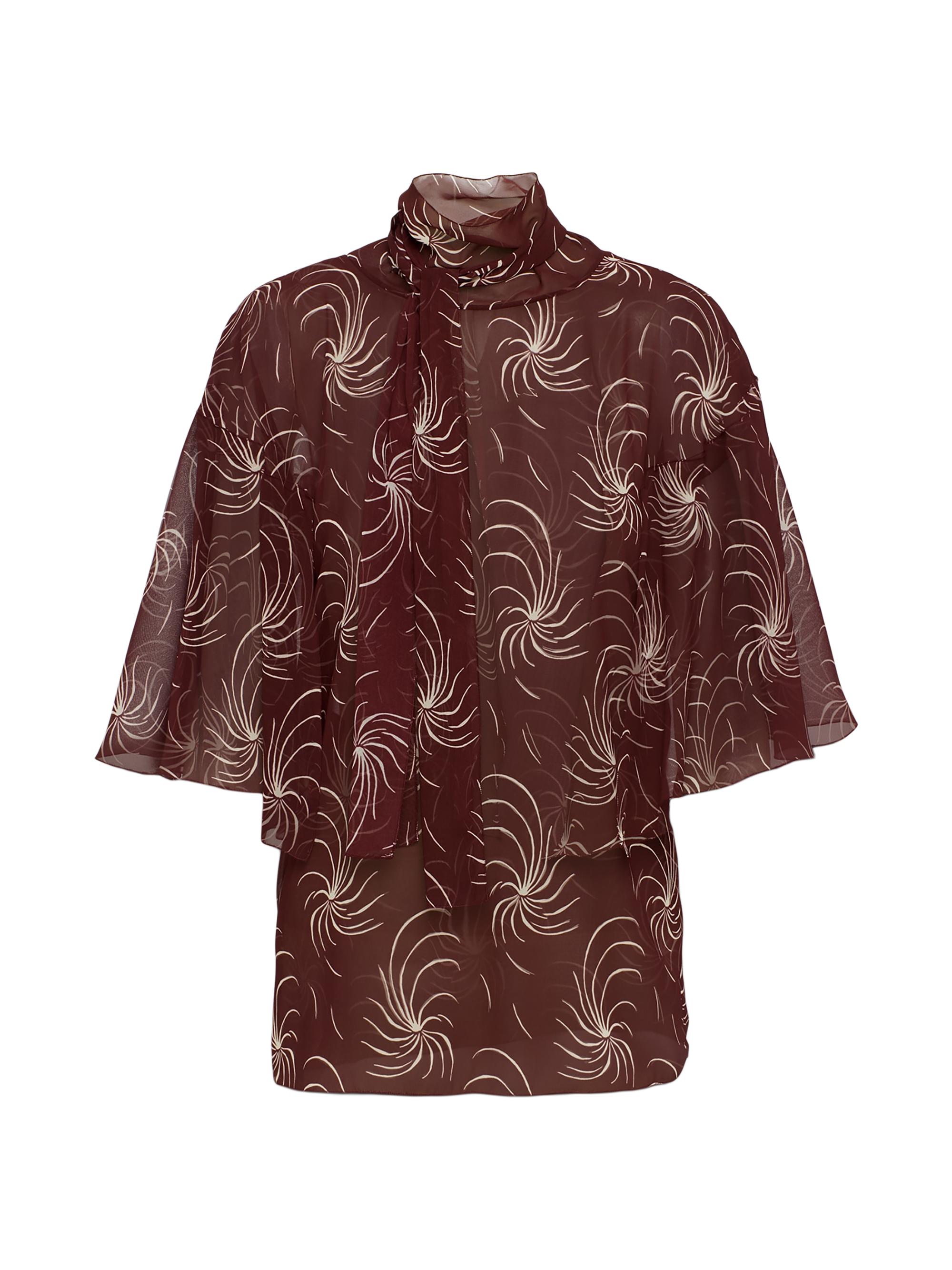 Prada Women's Printed Georgette Top - Dark Red