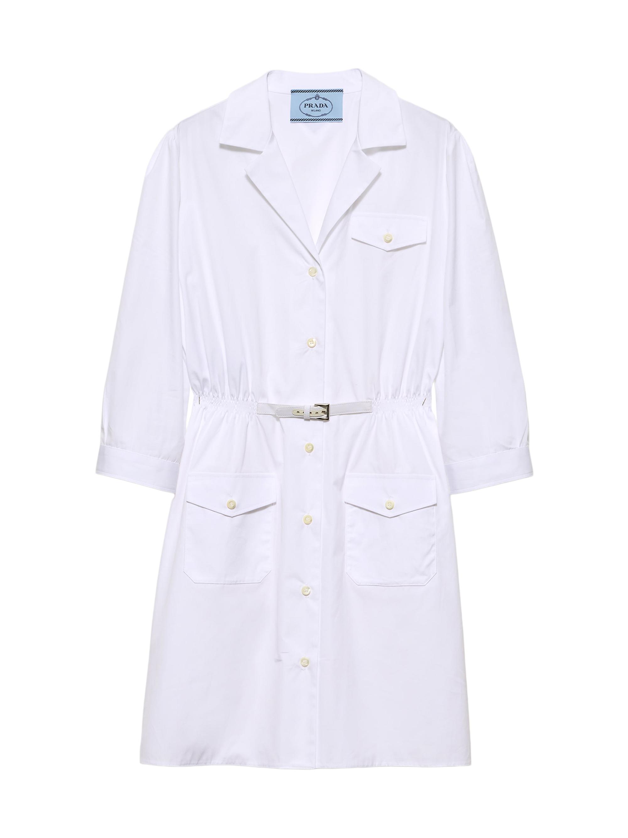 Prada Women's Poplin Mini-Dress - White - Women's Clothing