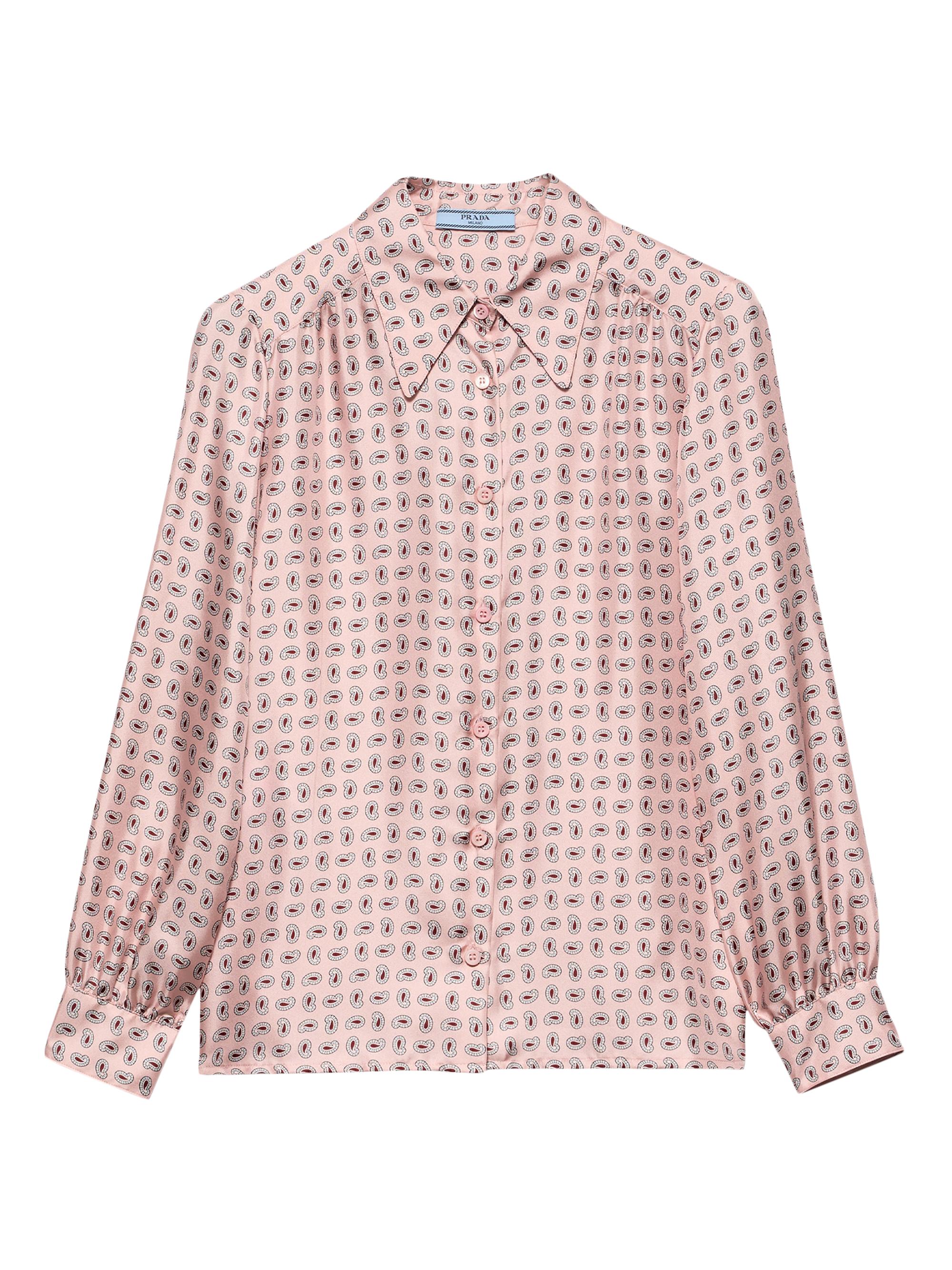 Prada Women's Printed Silk Twill Shirt - Pink