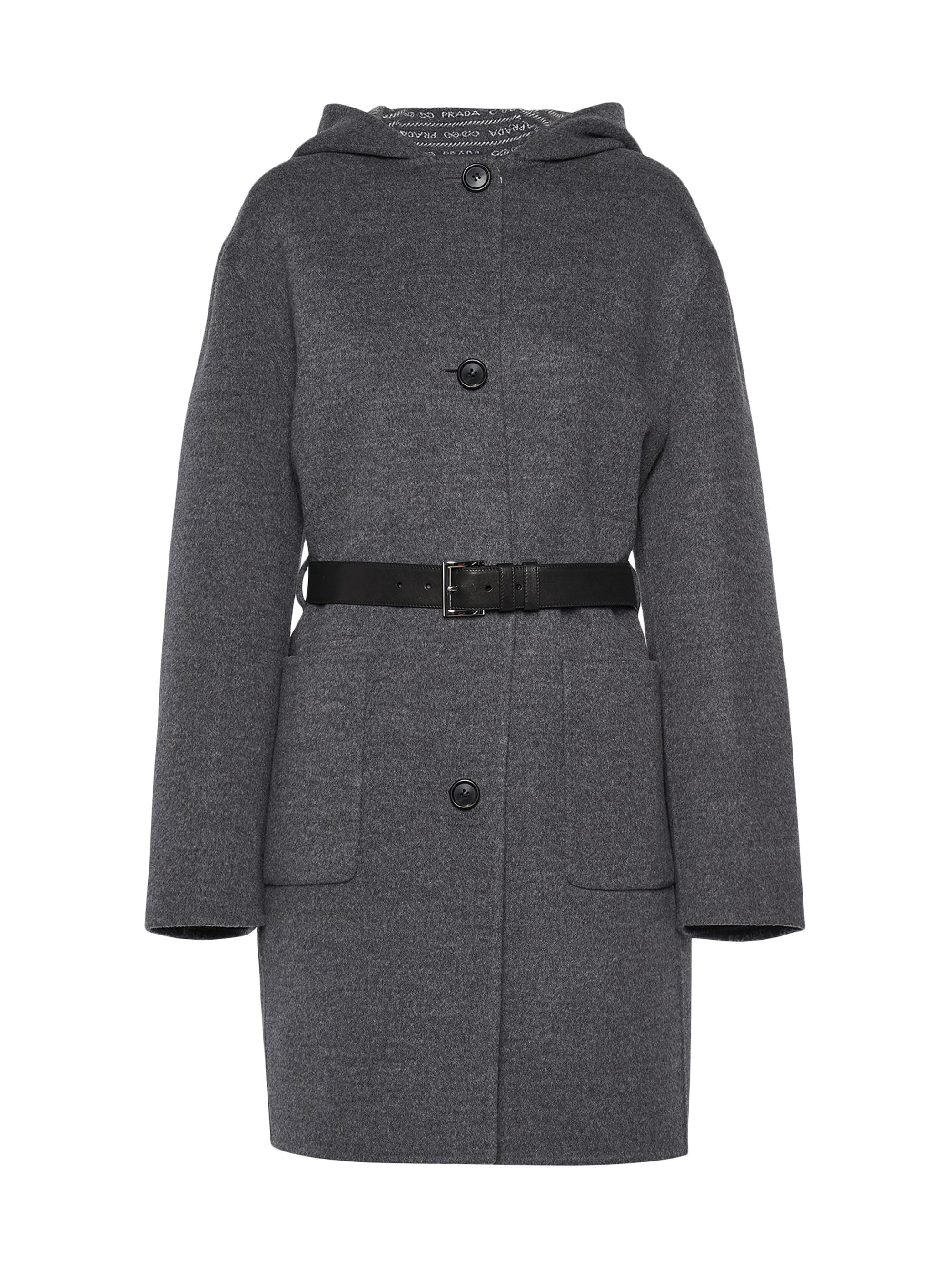Prada Women's Single-Breasted Double Wool Coat - Grey