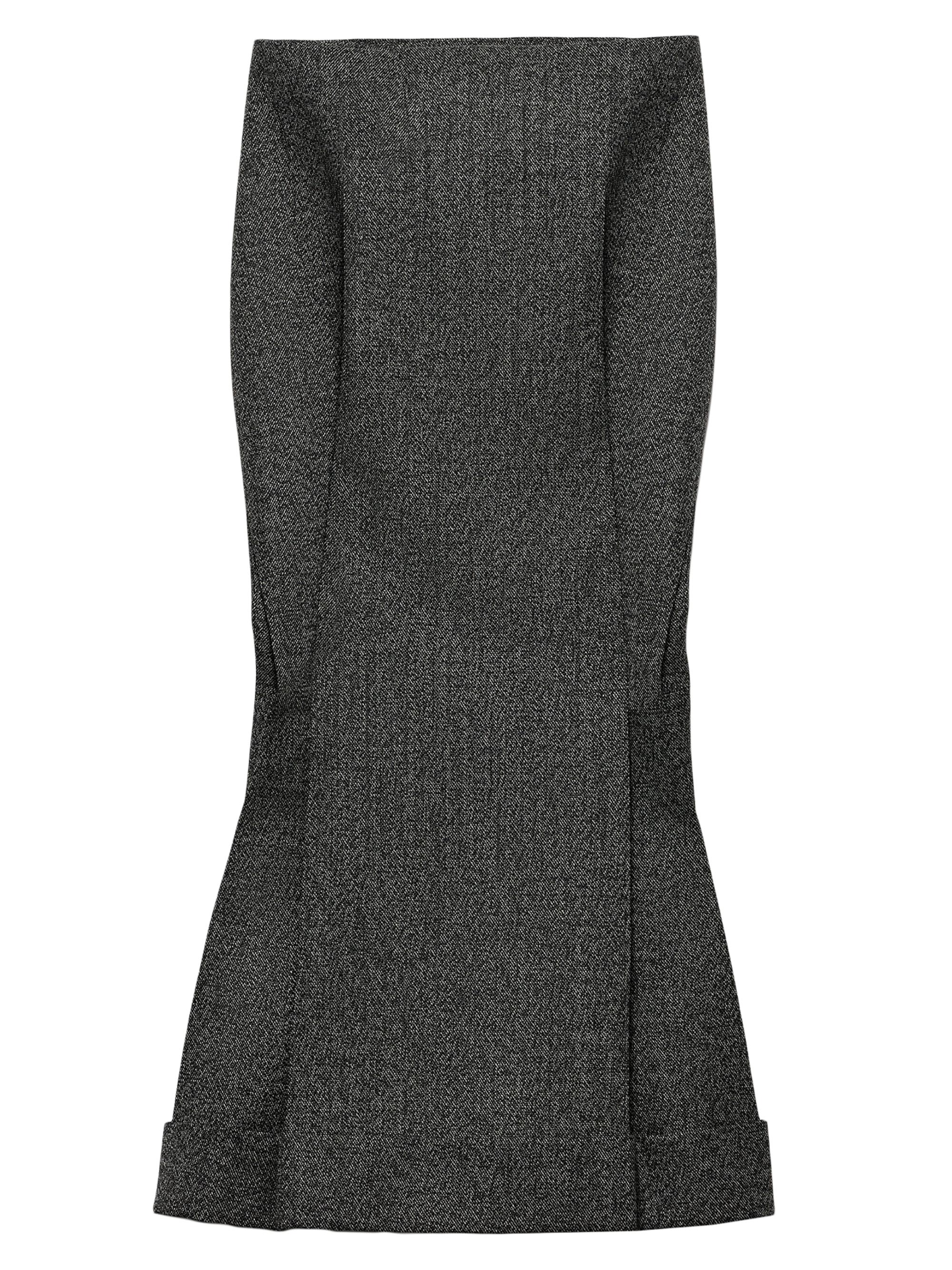 Prada Women's Mouliné Wool Midi-Skirt - Grey