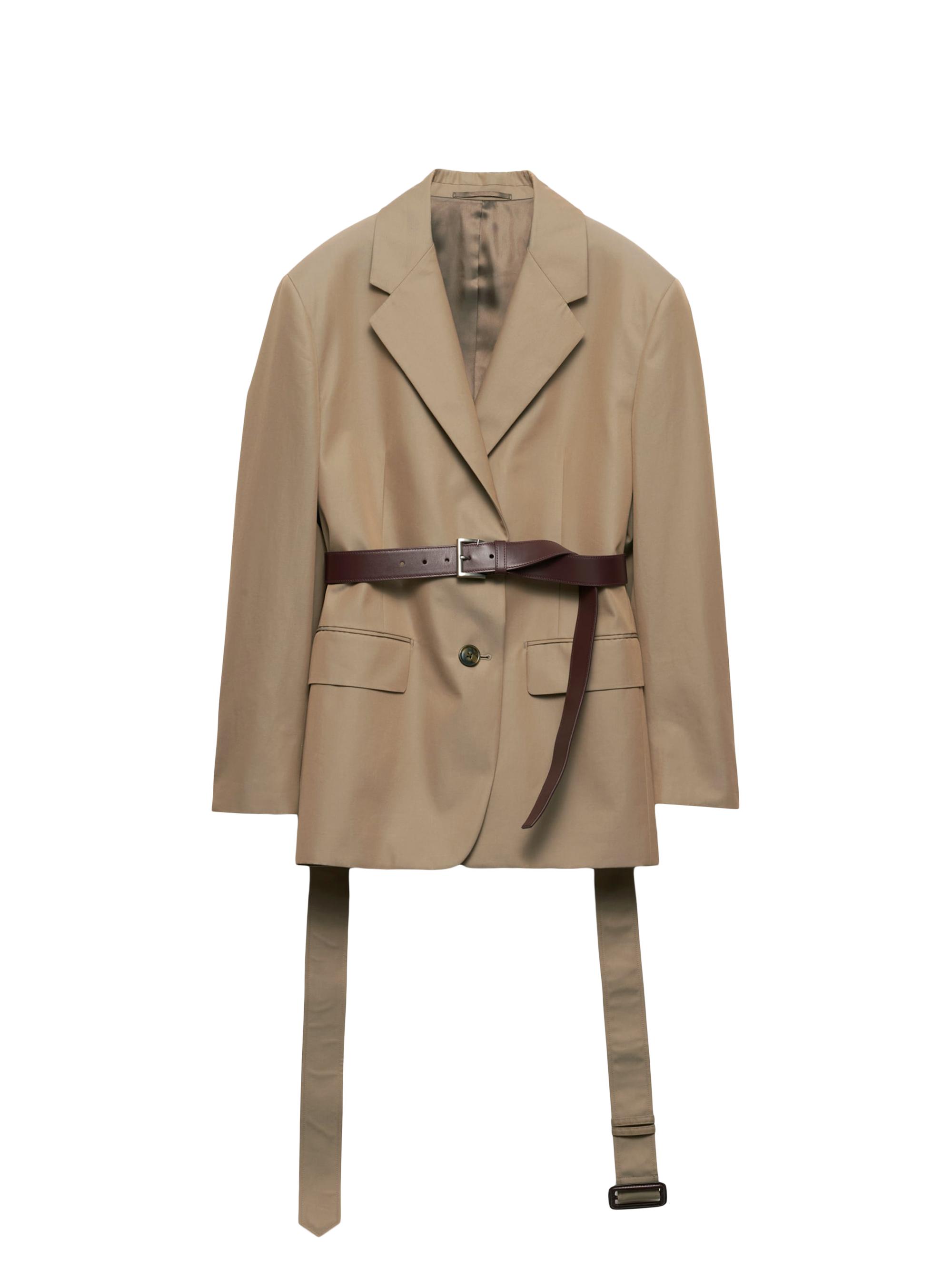 Prada Women's Single-Breasted Twill Jacket - Beige