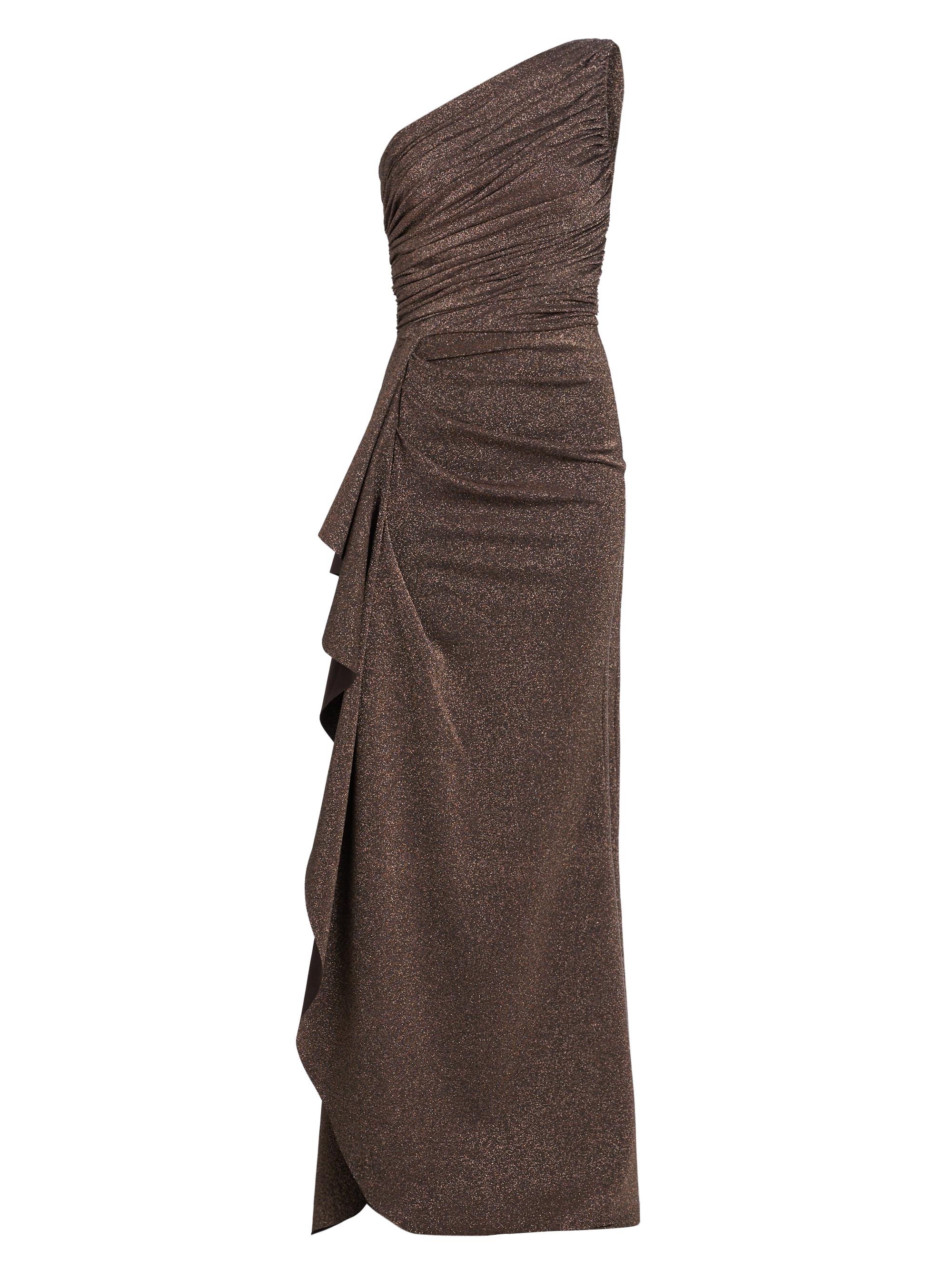 Chiara Boni La Petite Robe Women's Aziza Metallic Jersey One-Shoulder Gown - Bronze