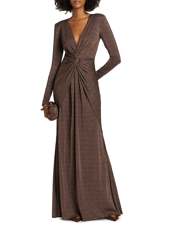Shop Chiara Boni La Petite Robe Hajar Metallic Jersey Twist Shop Chiara Boni La Petite Robe Hajar Metallic Jersey Twist