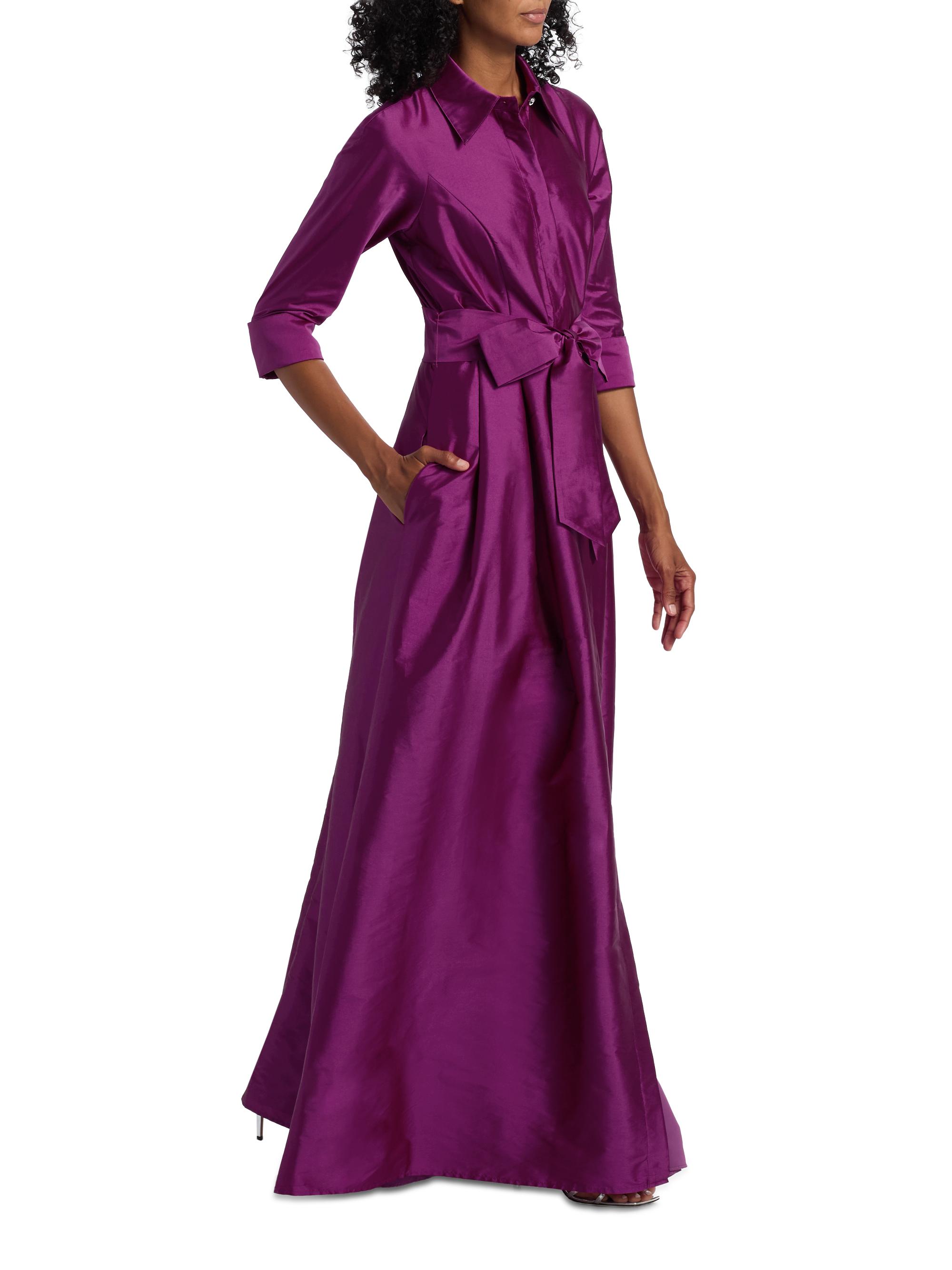 shirt dress formal gown Rickie Freeman For Teri Jon Metallic Brocade Shirtdress Gown