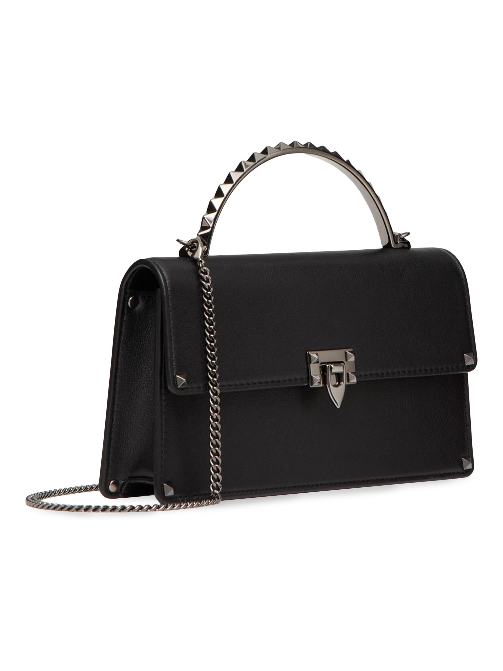 【未使用品箱付き】VALENTINO Black Rockstud　Bag Valentino Garavani Mini Rockstud Calfskin Top Handle Bag | Saks