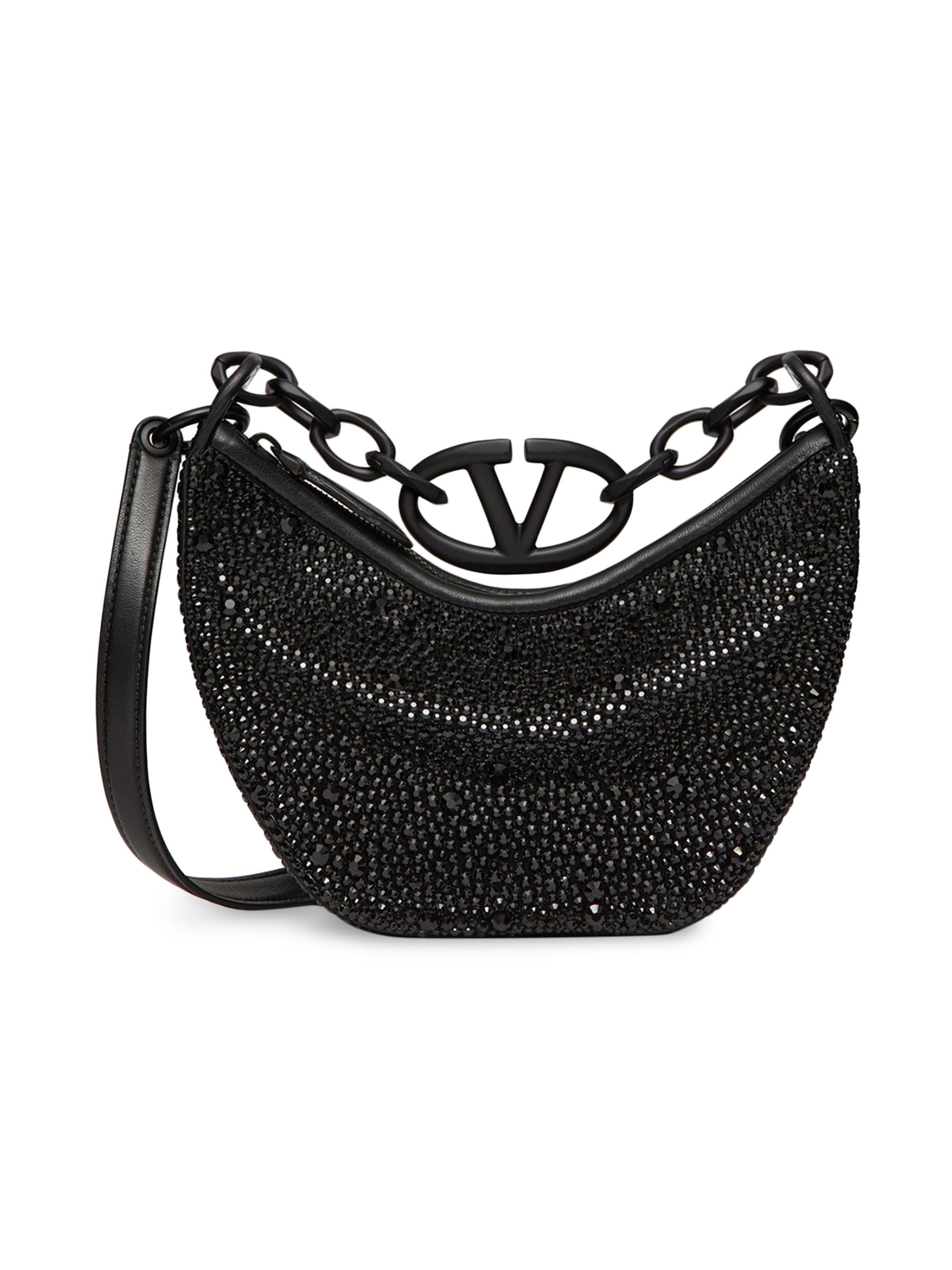 Valentino Garavani VLogo Moon Mini Hobo Bag with Rhinestones