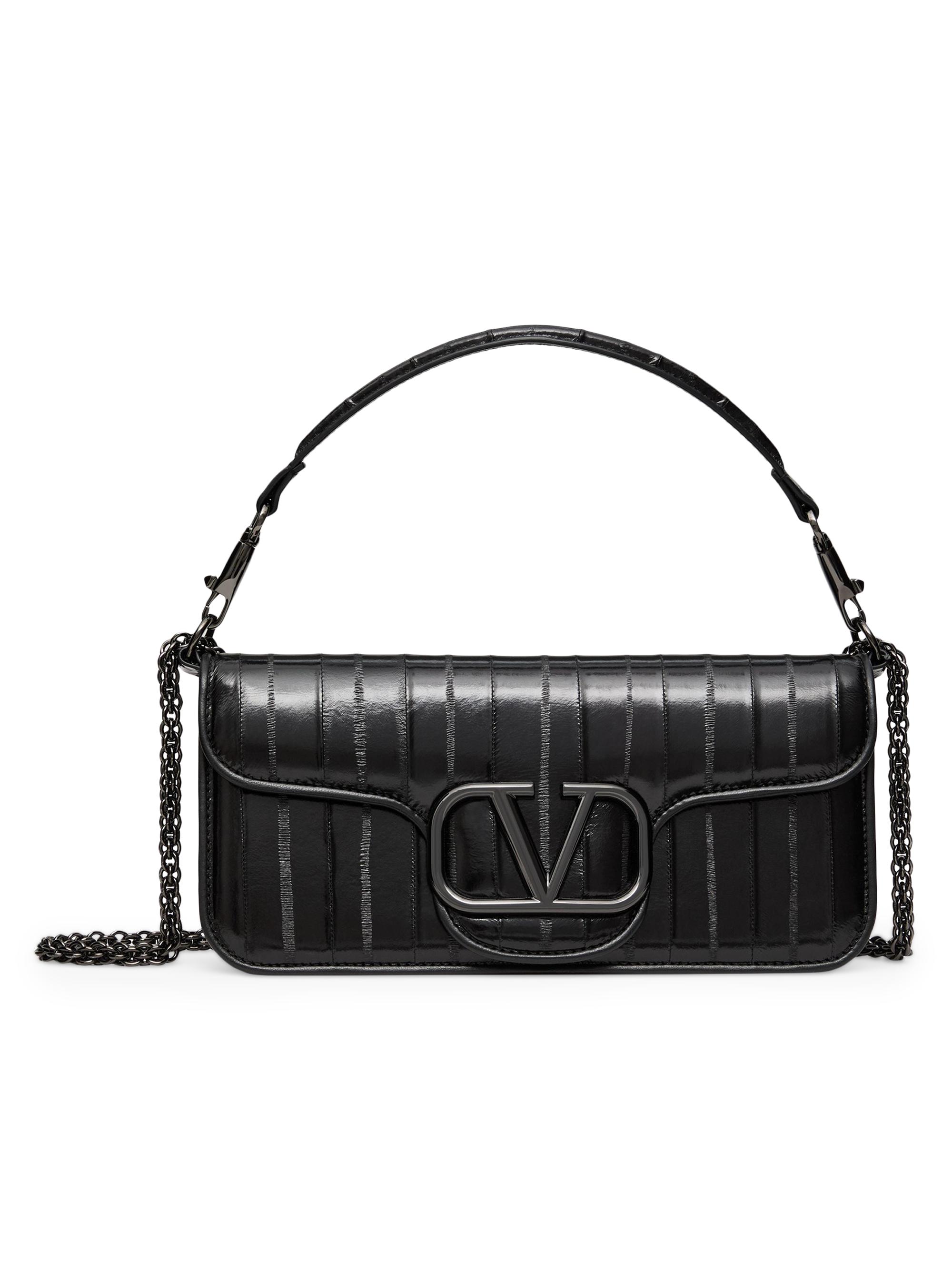 Valentino Garavani Women's Locò Shoulder Bag in Eel Skin - Black