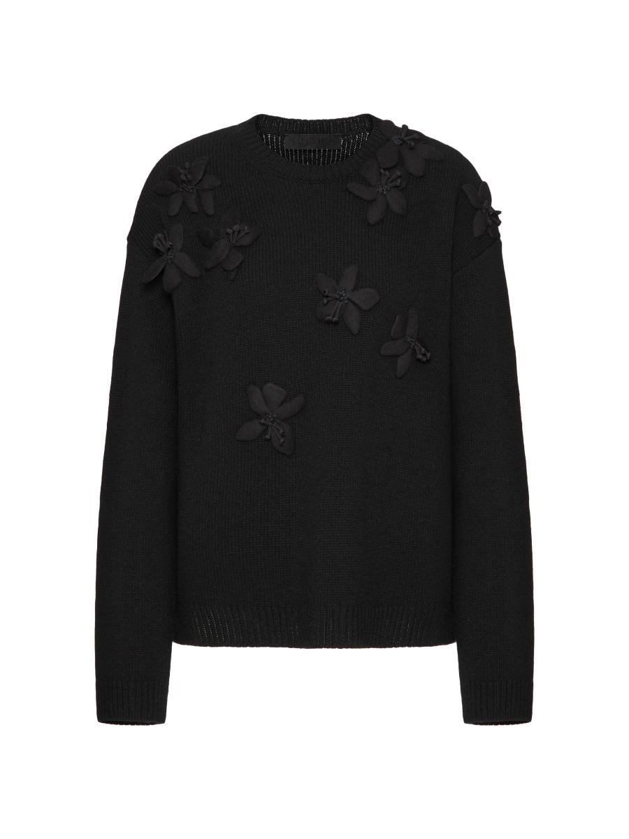 【関税&送料込】Valentino Garavani Sweaters Black Valentino Garavani Embroidered Wool Sweater | Saks Fifth Avenue