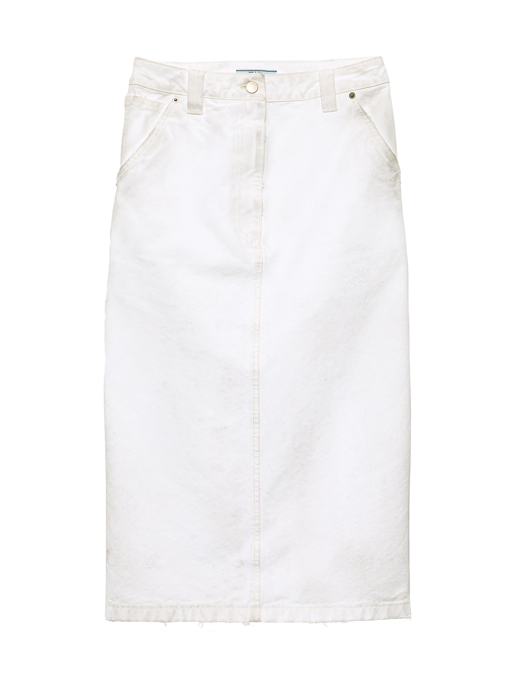 Prada Women's Old Canvas Pencil Skirt - White