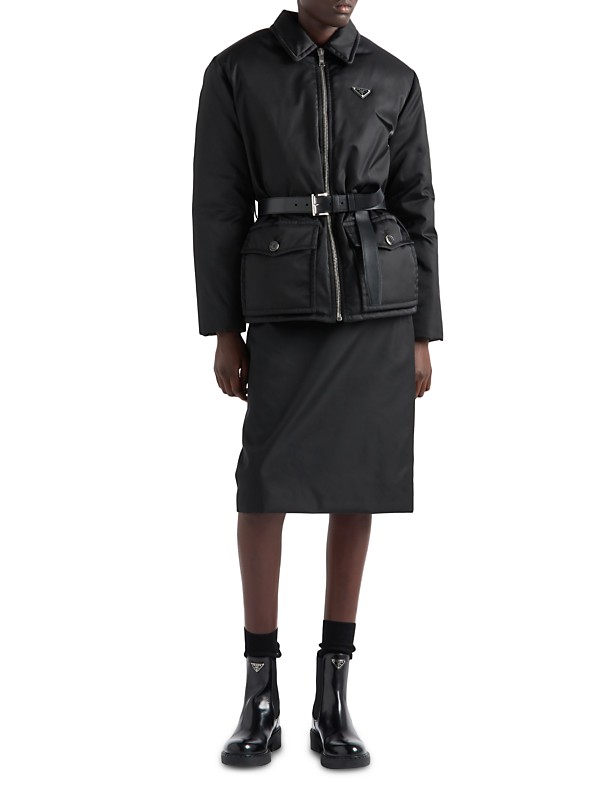 Shop Prada Nylon Down Jacket with Belt | Saks Fifth Avenue Shop Prada Nylon Down Jacket with Belt | Saks Fifth Avenue