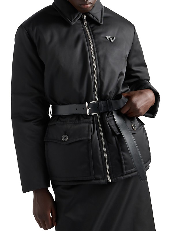 Shop Prada Nylon Down Jacket with Belt | Saks Fifth Avenue Shop Prada Nylon Down Jacket with Belt | Saks Fifth Avenue