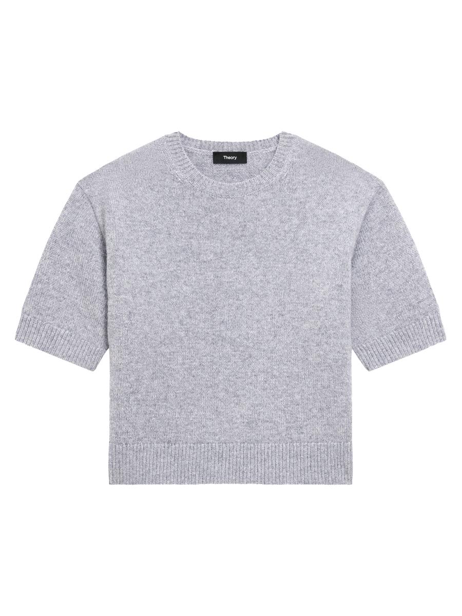 Theory Women's Cashmere Knit Crop T-shirt In Gray