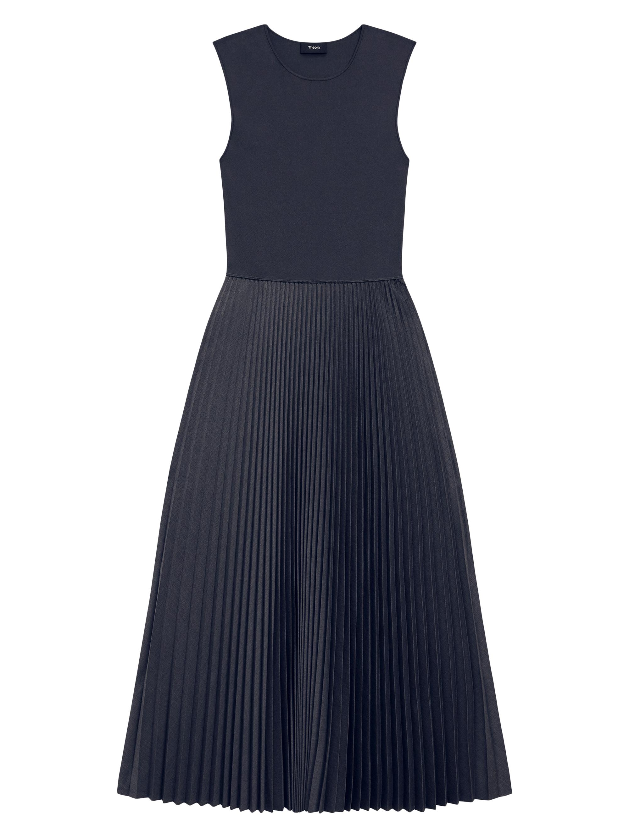 Theory Women's Pleated Combo Midi-Dress - Charcoal Melange