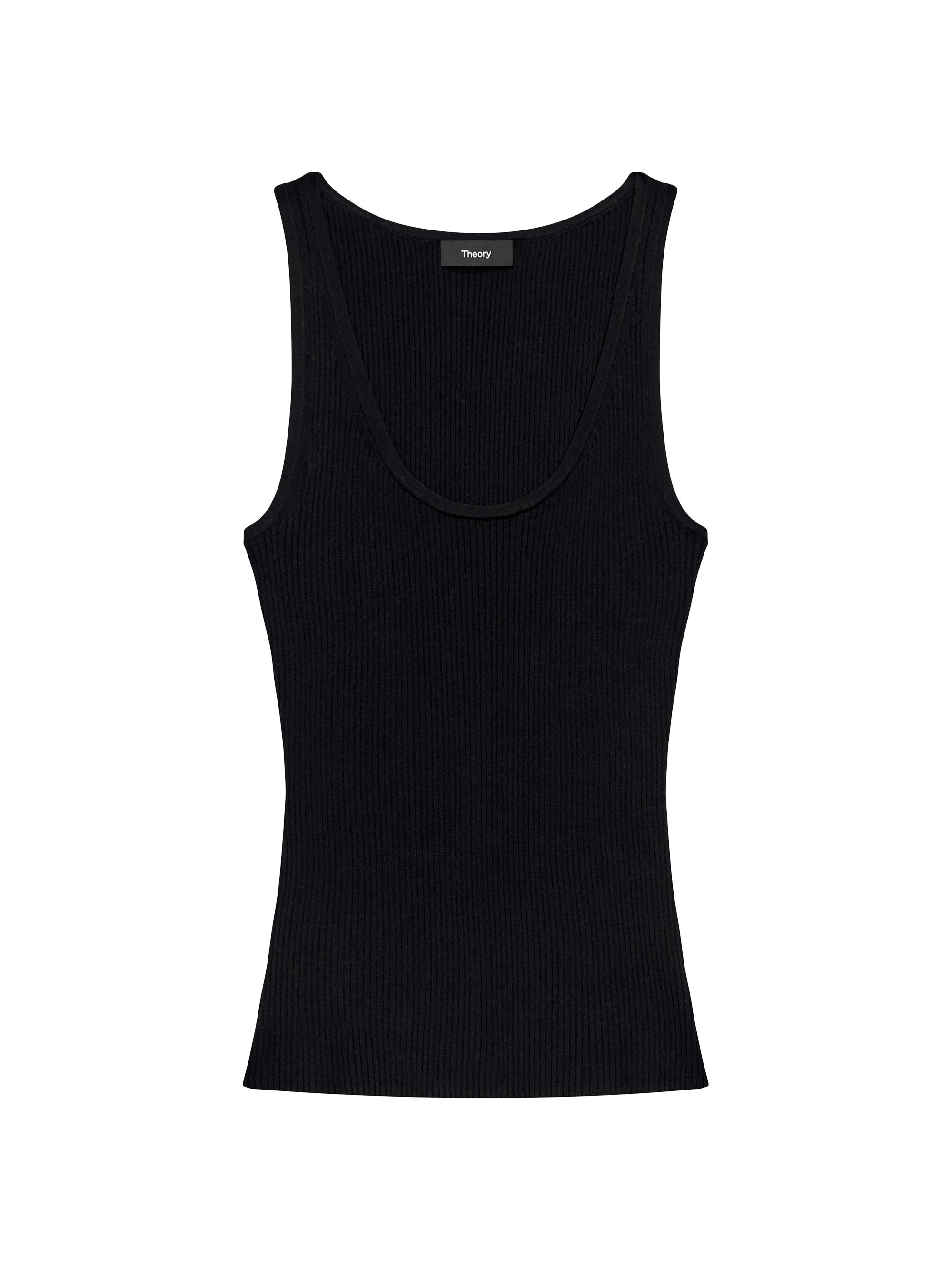 Theory Women's Rib-Knit Scoopneck Tank Top - Black