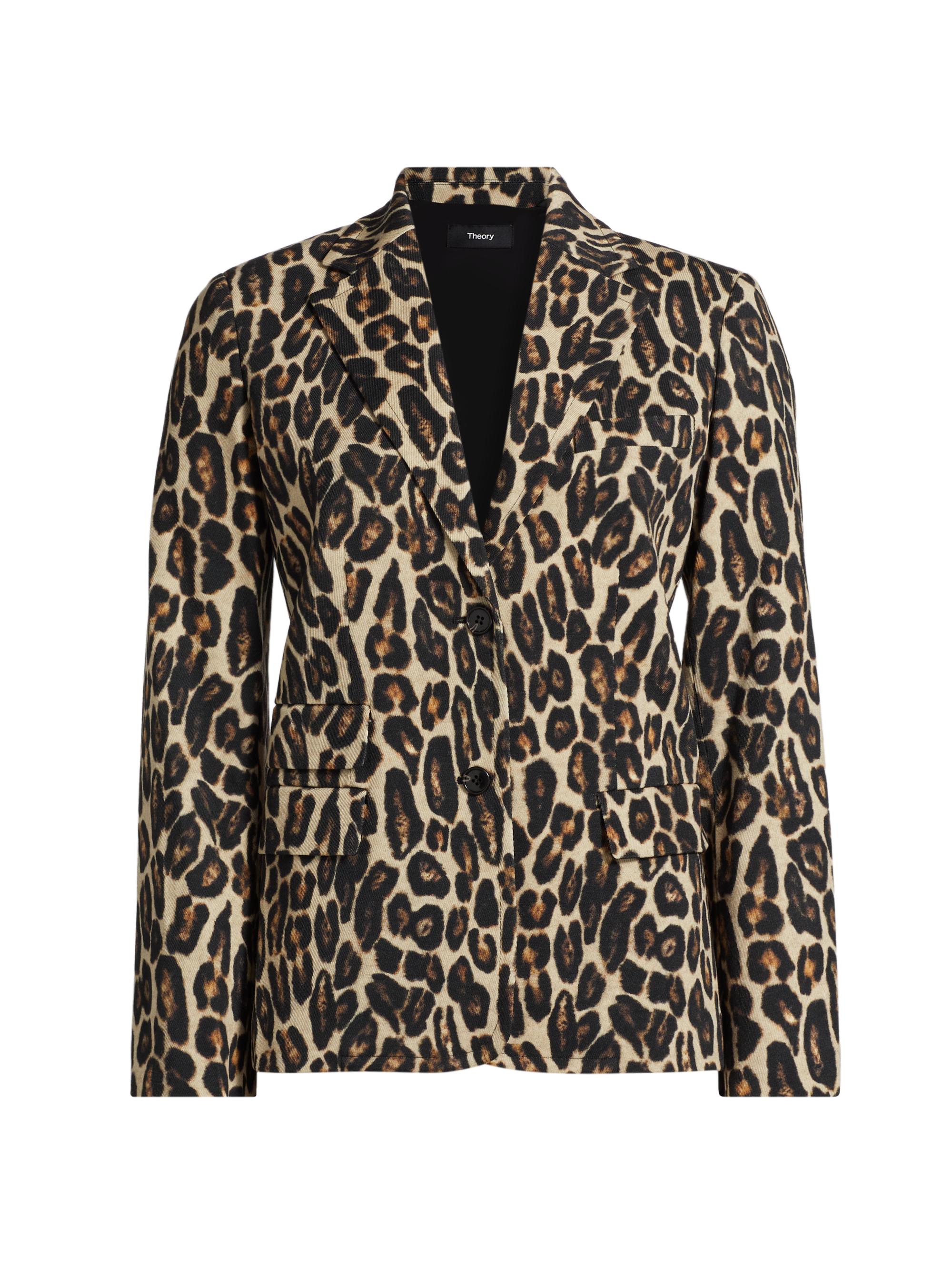 Theory Two-Button Tailored Leopard Wool Blazer | Saks Fifth Avenue