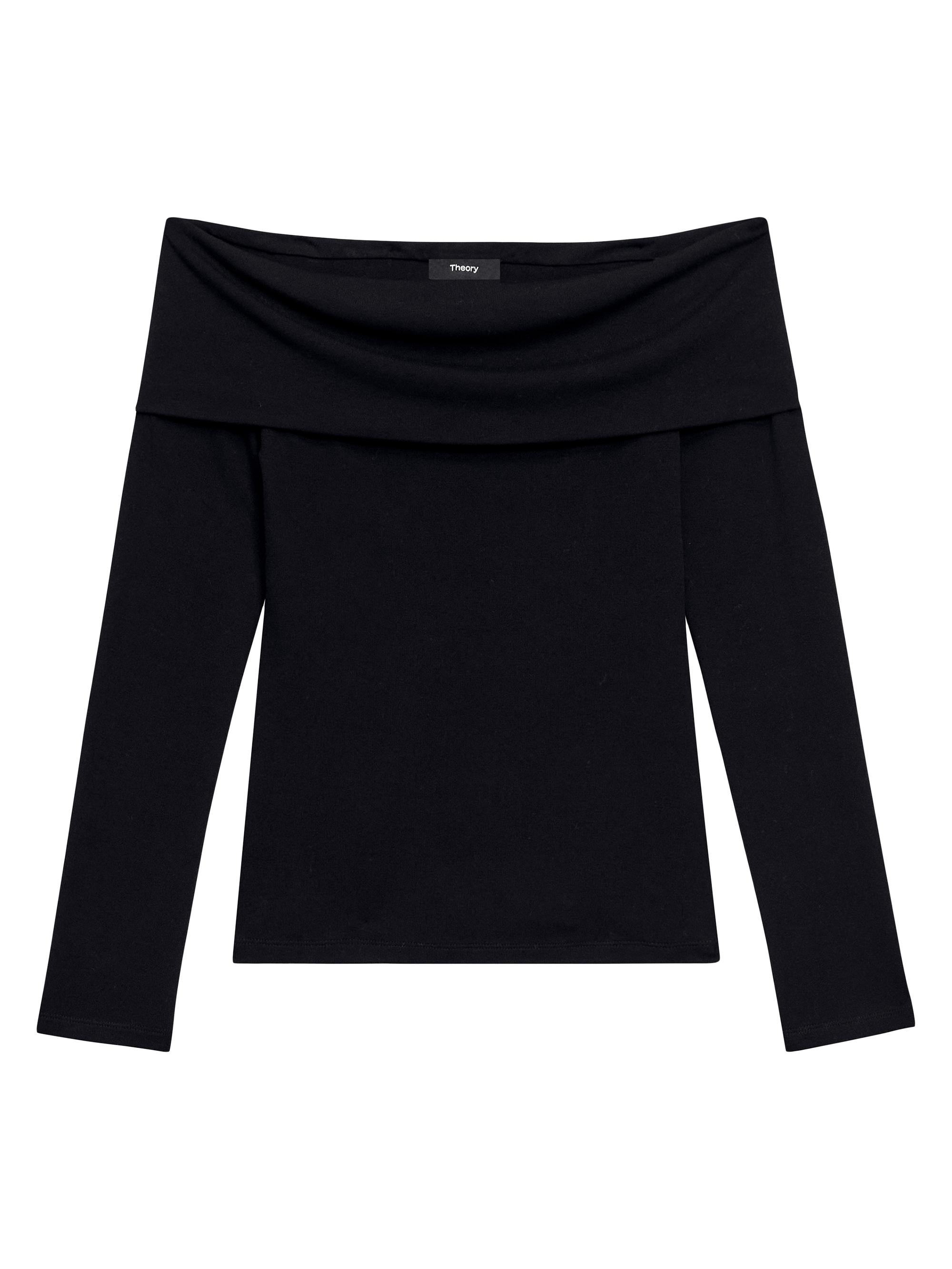 Theory Women's Off-the-Shoulder Rib-Knit Top - Black