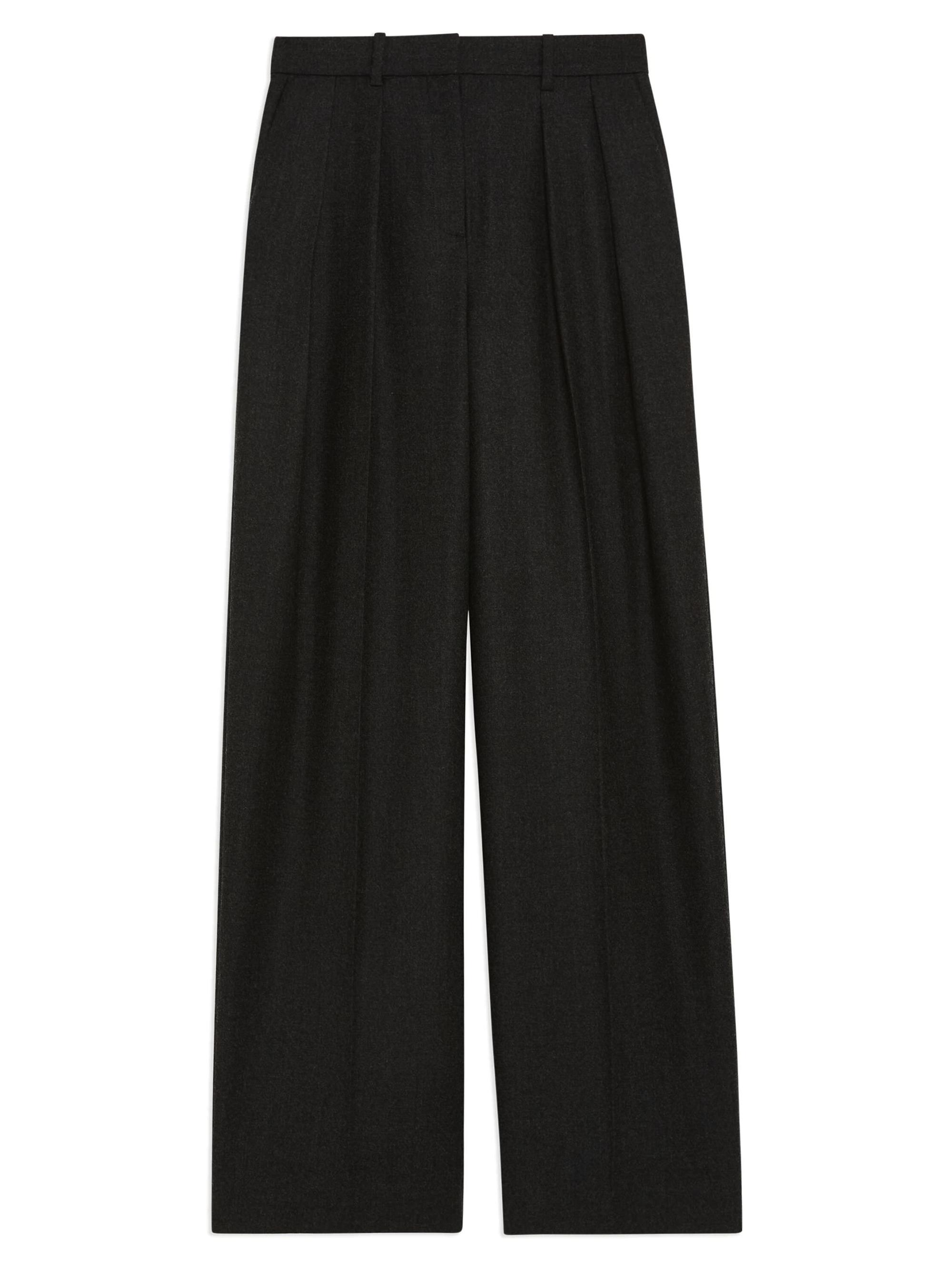 Theory Women's Pleated Wool High-Rise Straight-Leg Pants - Cacao